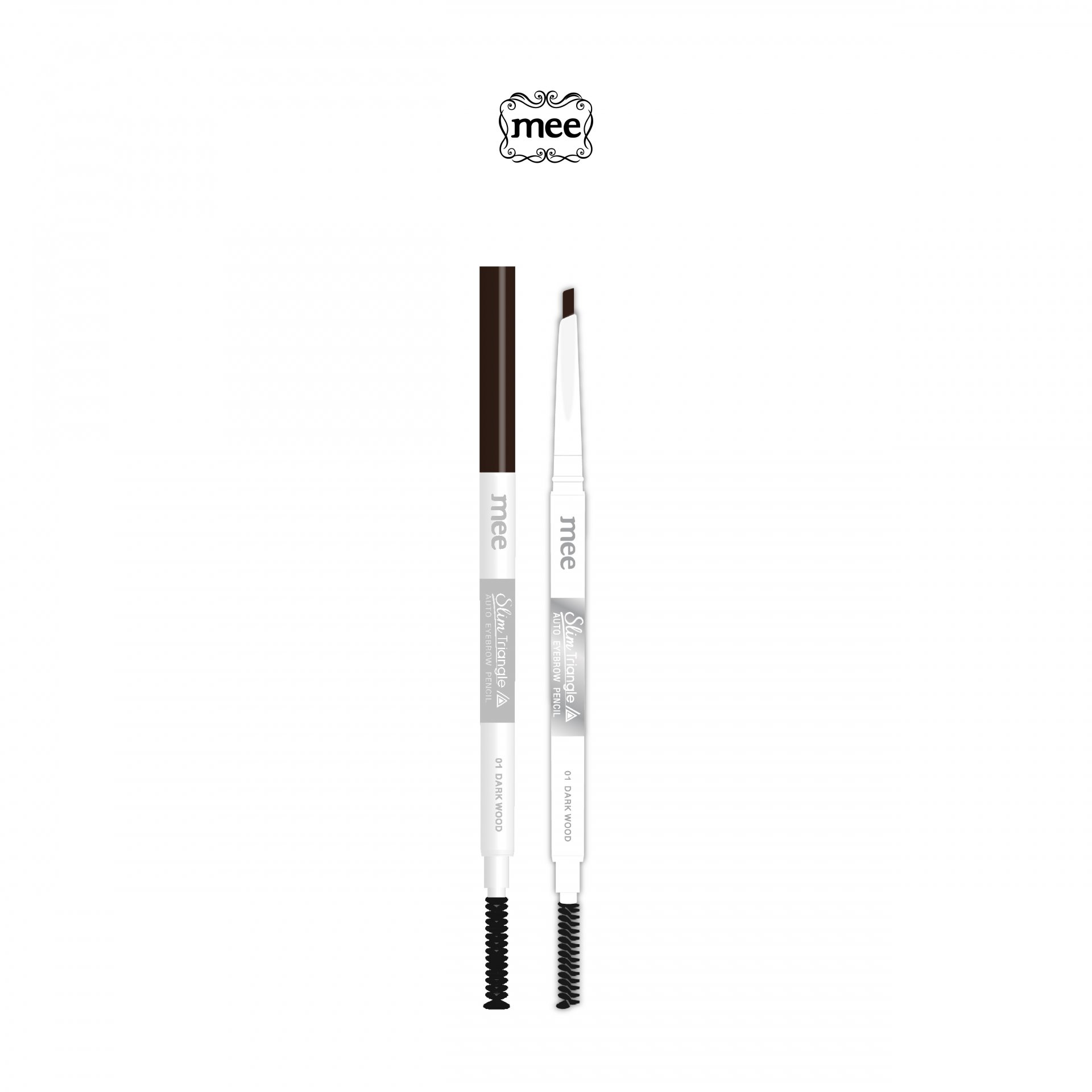 Mee Slim Triangle Eyebrow Pencil with Spiral Brush 01 DARK WOOD