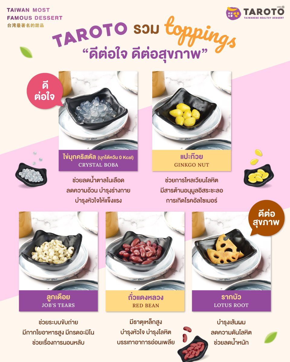 ทาโรโตะ ท็อปปิ้งหลากหลาย ดีต่อใจ ดีต่อสุขภาพ ทาโรโตะ ท็อปปิ้งหลากหลาย ดีต่อใจ ดีต่อสุขภาพ