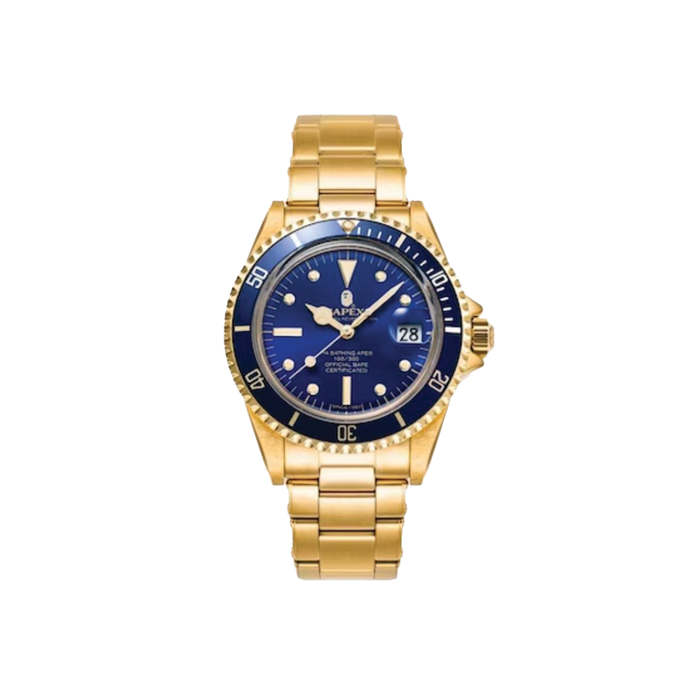 BAPE A Bathing Ape Type 1 Bapex Watch Gold Blue