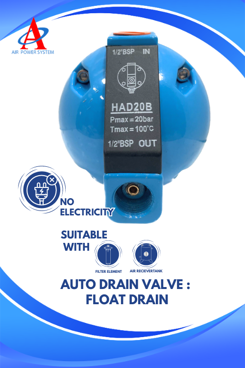 Auto Drain Injection Machine ออโต้เดรนลูกลอย/Trap Drain/Auto Drain Valve:Float drain HAD20B