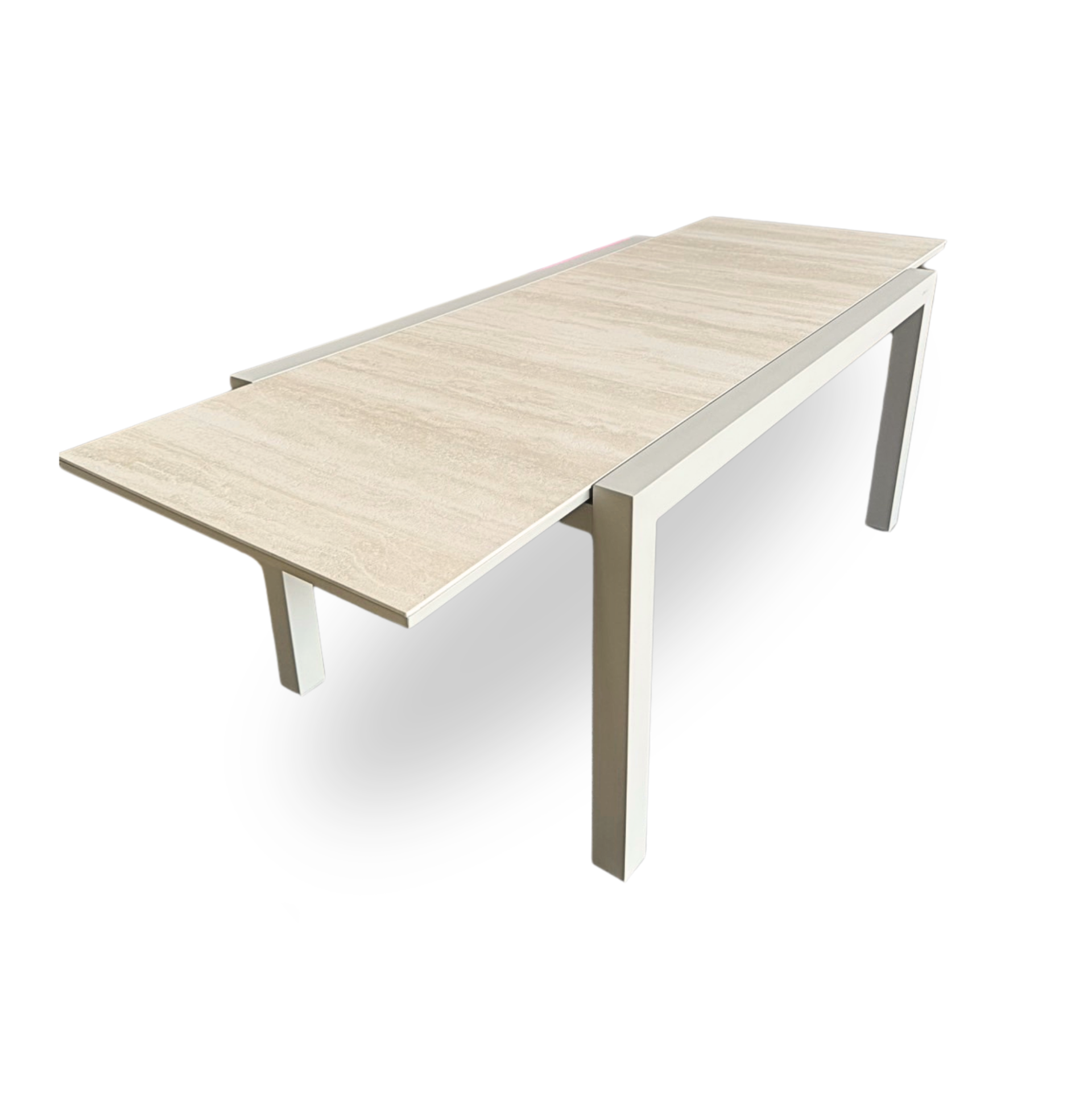 LIVORNO EXTENDING DINING TABLE 152-228 - TRAVERTINO WHITE - M S Natural ...