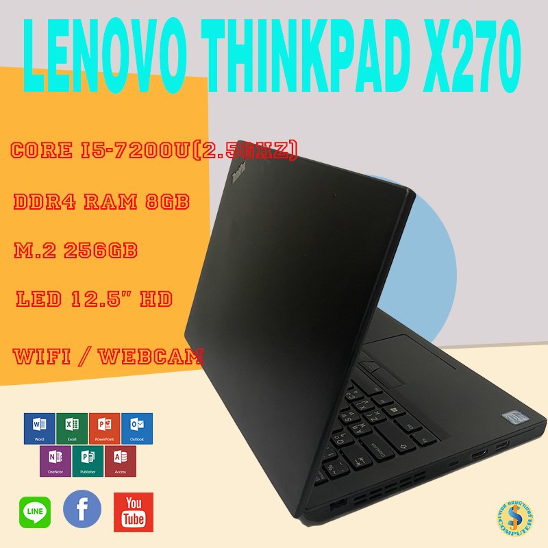 Lenovo ThinkPad X270 Core i5-7200U RAM 8GB SSD 256GB 12.5-inch HD Graphics 620 HD