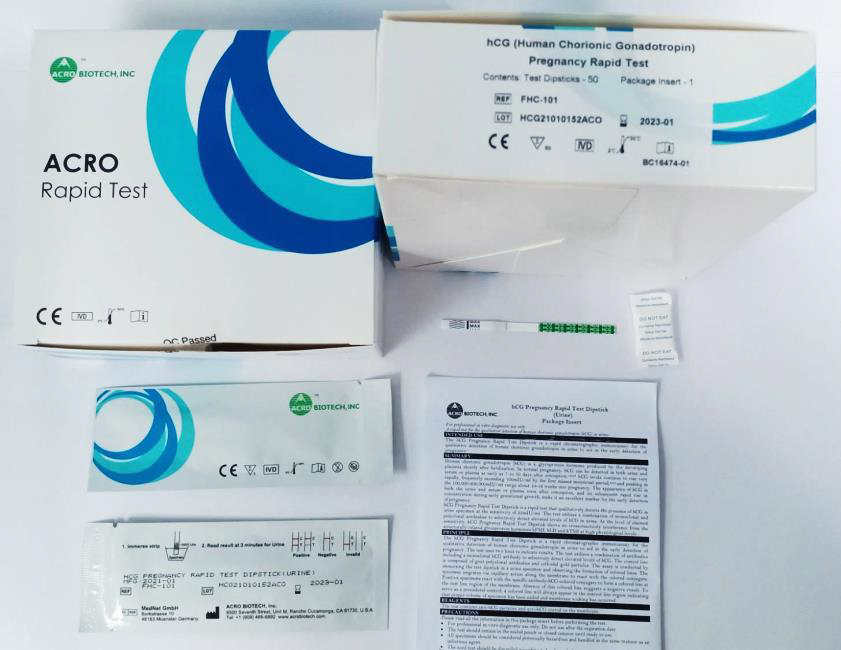 hCG Pregnancy Rapid Test Dipstick, Strip (50 test/kit)