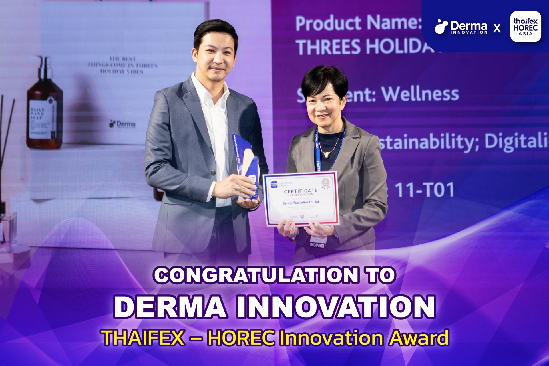 Congratulations to Derma Innovation for the THAIFEX-HOREC Innovation Award.