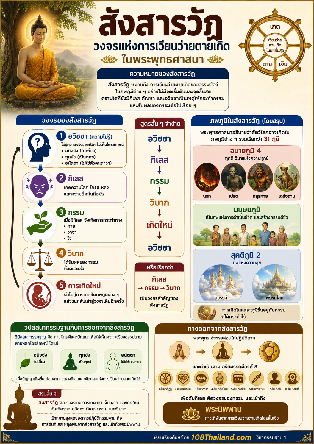 สังสารวัฏและภูมิ 31 คืออะไร? เข้าใจวงจรเวียนว่ายตายเกิดตามหลักพุทธศาสนา