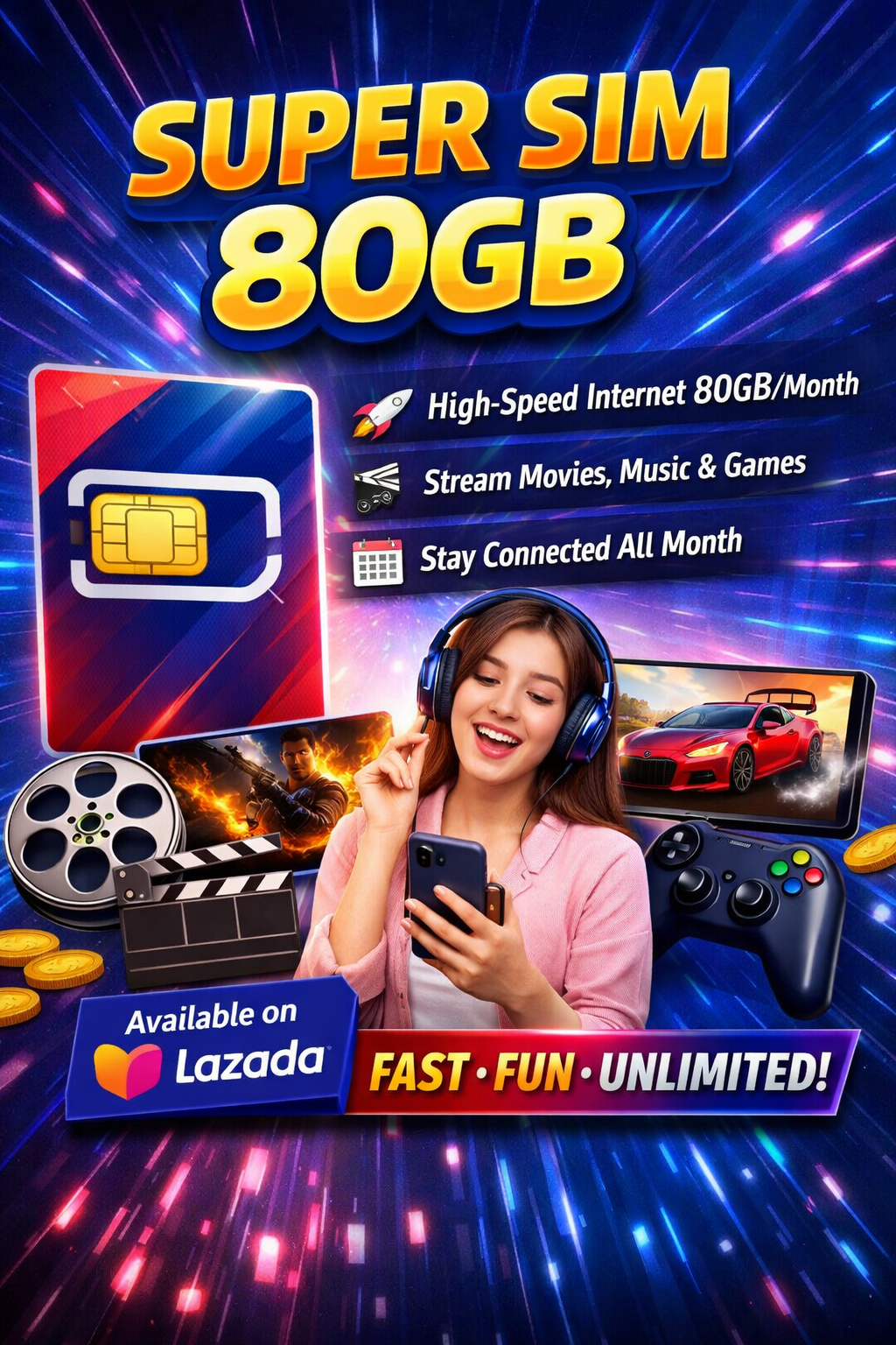ซิมเทพ 80GB เน็ตแรงเต็มสปีด