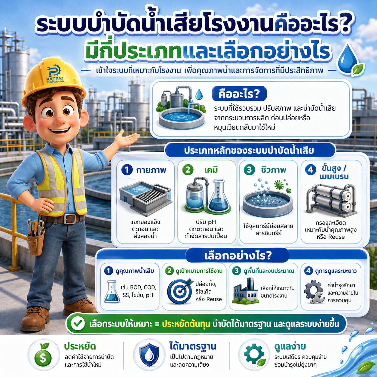 ระบบบำบัดน้ำเสียโรงงานคืออะไร? มีกี่ประเภทและเลือกอย่างไร ?