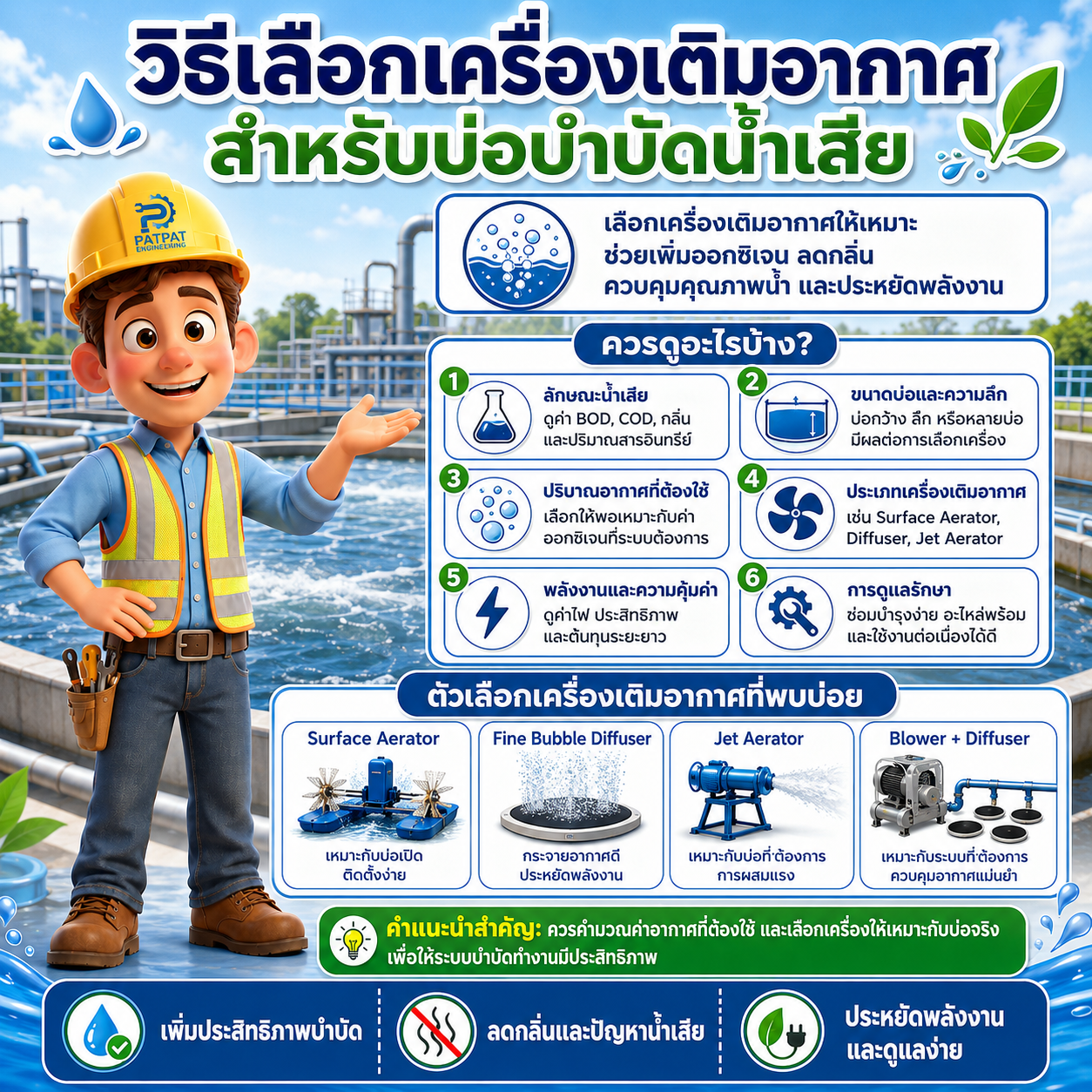 วิธีเลือกเครื่องเติมอากาศสำหรับบ่อบำบัดน้ำเสีย