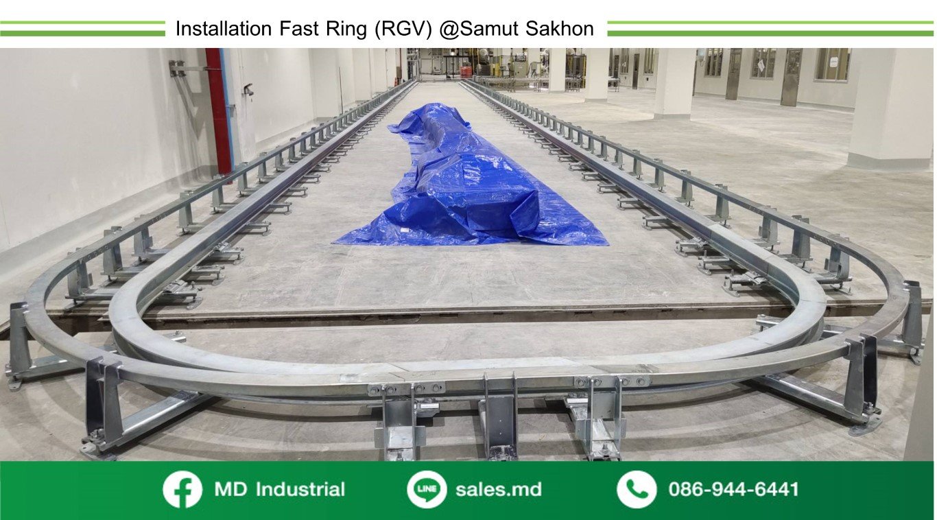 Delivering products and installing the FAST RING RGV conveyor system in ...