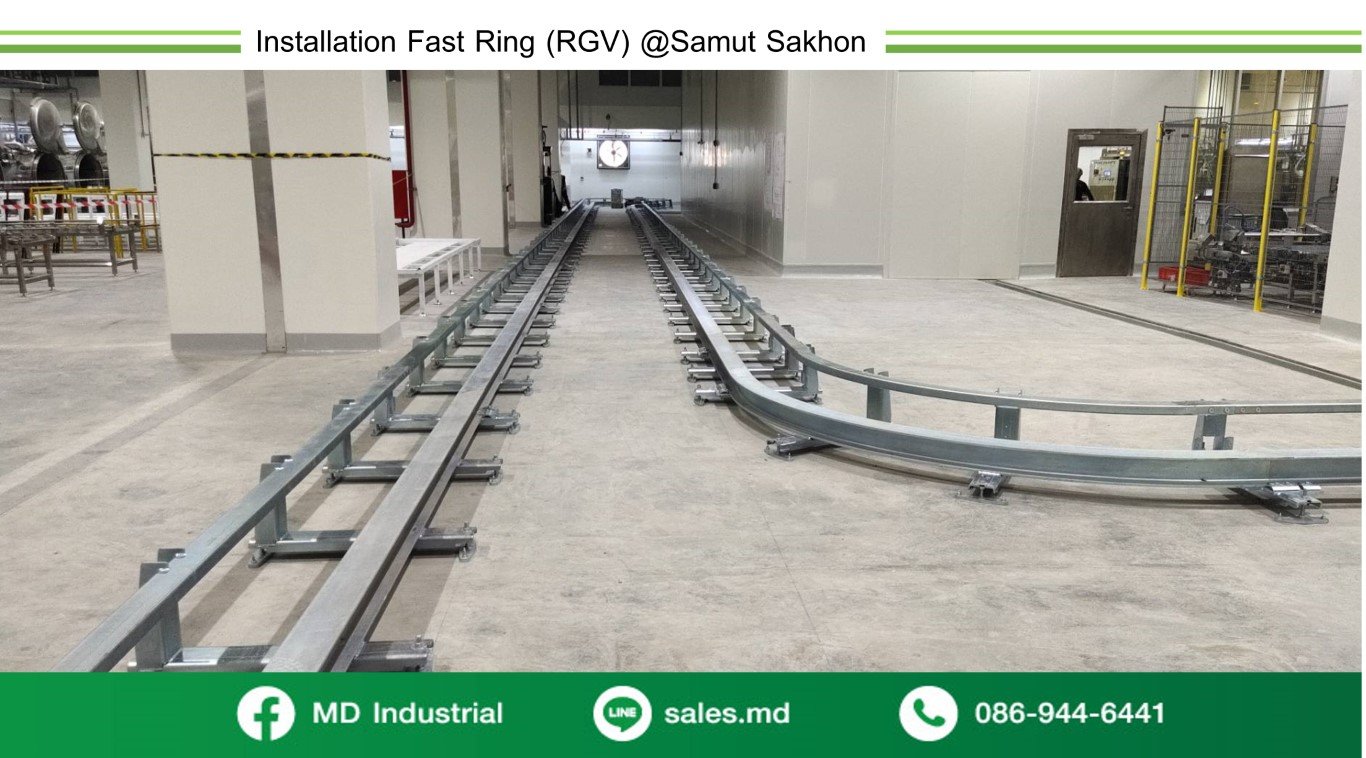 Delivering products and installing the FAST RING RGV conveyor system in ...