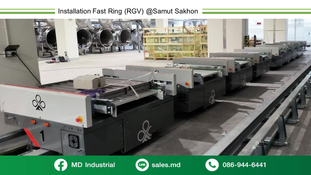 Delivering products and installing the FAST RING RGV conveyor system in ...