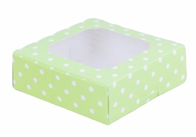 ก15xย.15xส.5 cm กล่องชิฟฟ่อนสีเขียวพื้นจุดขาวใหญ่