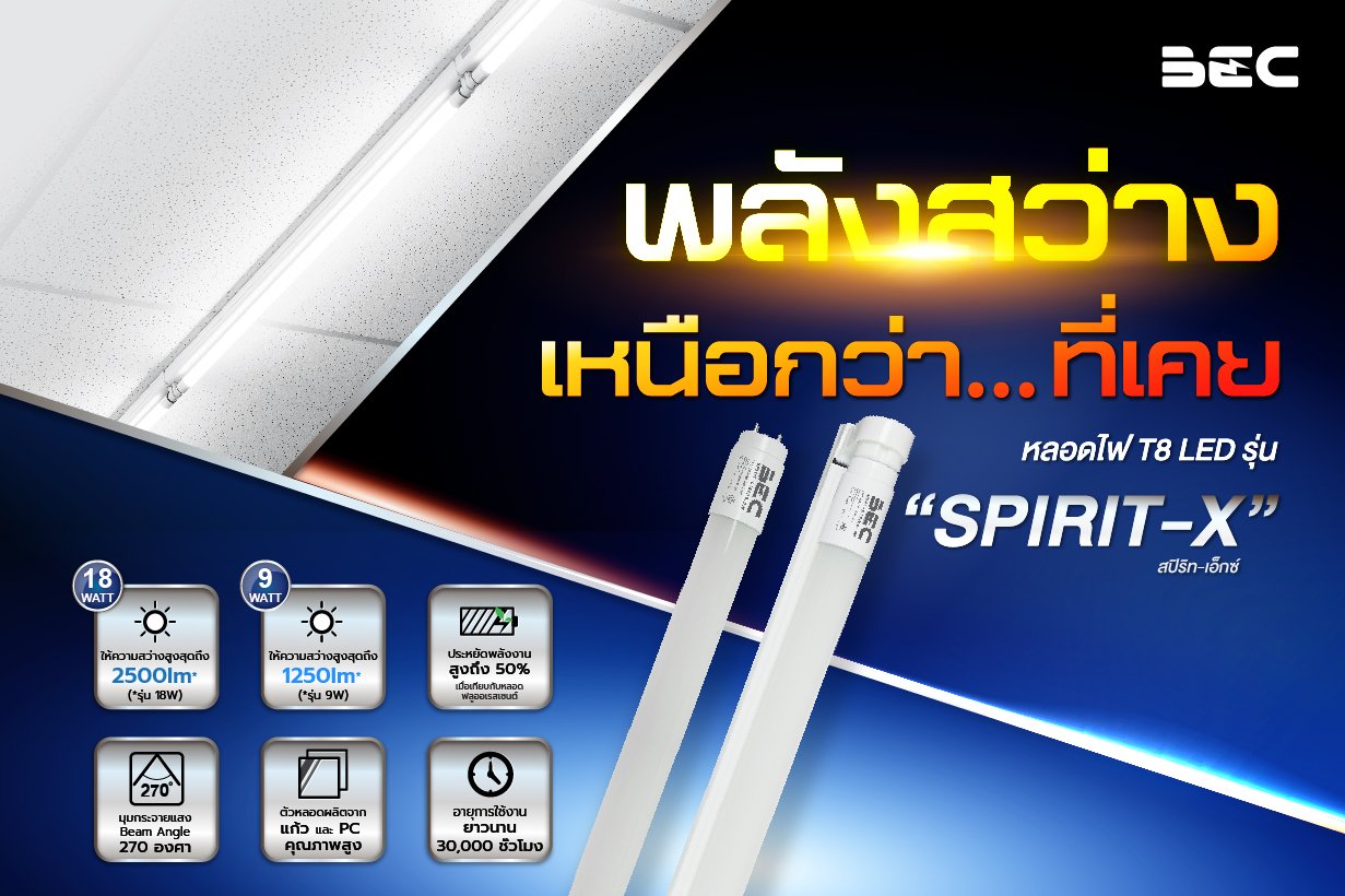 หลอดไฟ LED T8 พลังสว่าง…เหนือกว่าที่เคย หลอดไฟ LED T8 พลังสว่าง…เหนือกว่าที่เคย