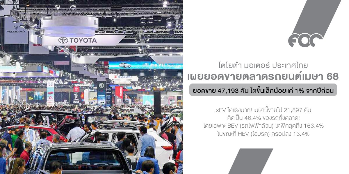 ตลาดรถยนต์เมษา 68 ยังทรงๆ แนวโน้มพฤษภาคม น่าจะดีขึ้น เพราะยอดจองจากงานมอเตอร์โชว์เริ่มถูกส่งมอบแล้ว!