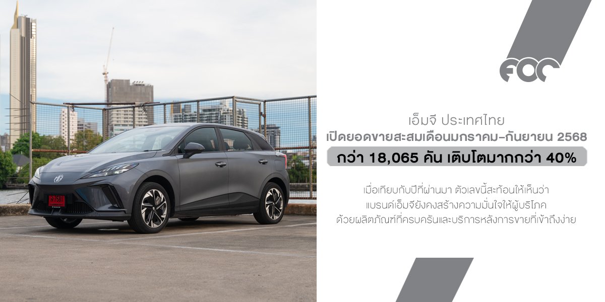 เอ็มจีร้อนแรง! NEW MG4 ELECTRIC นำตลาดอีวีไทย ยอดขายโต 40% ครองอันดับ 1 ต่อเนื่อง