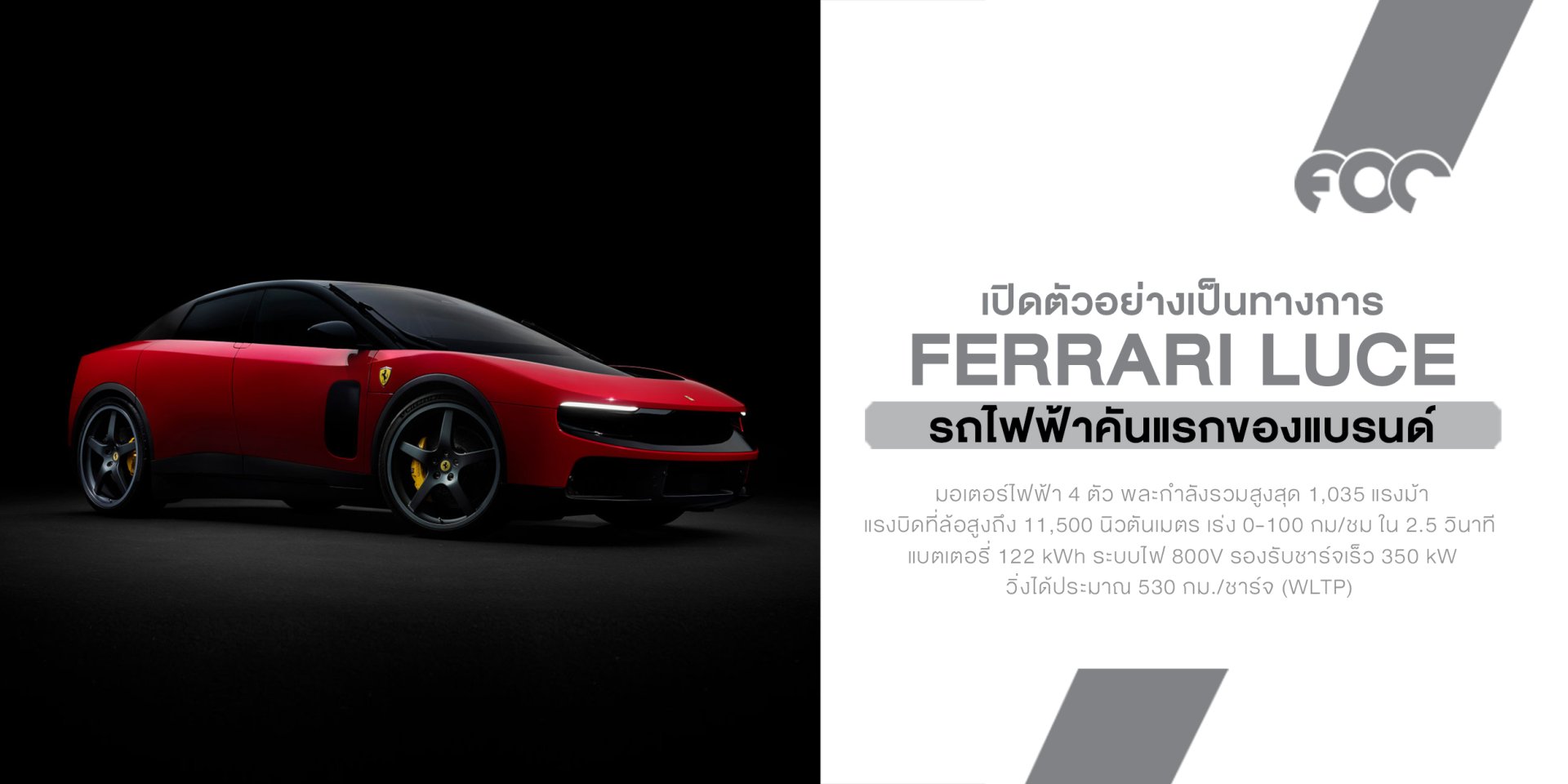 Ferrari Luce รถไฟฟ้าคันแรกจากม้าลำพอง 1,035 แรงม้า! นี่ไม่ใช่ Ferrari แบบที่โลกเคยรู้จักอีกต่อไป