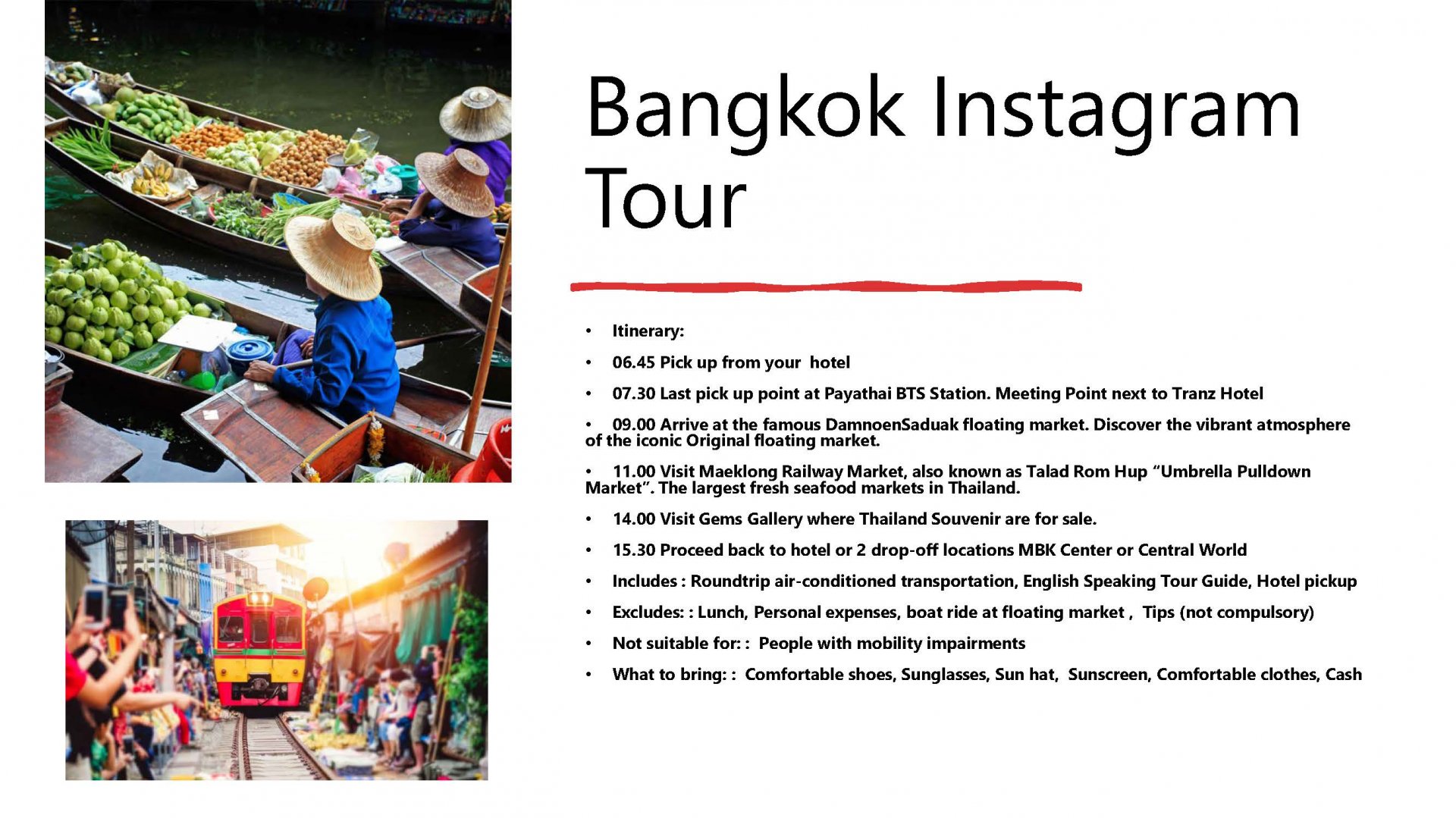 Bangkok City Tour CHANGED to Bangkok Instagram Tour 