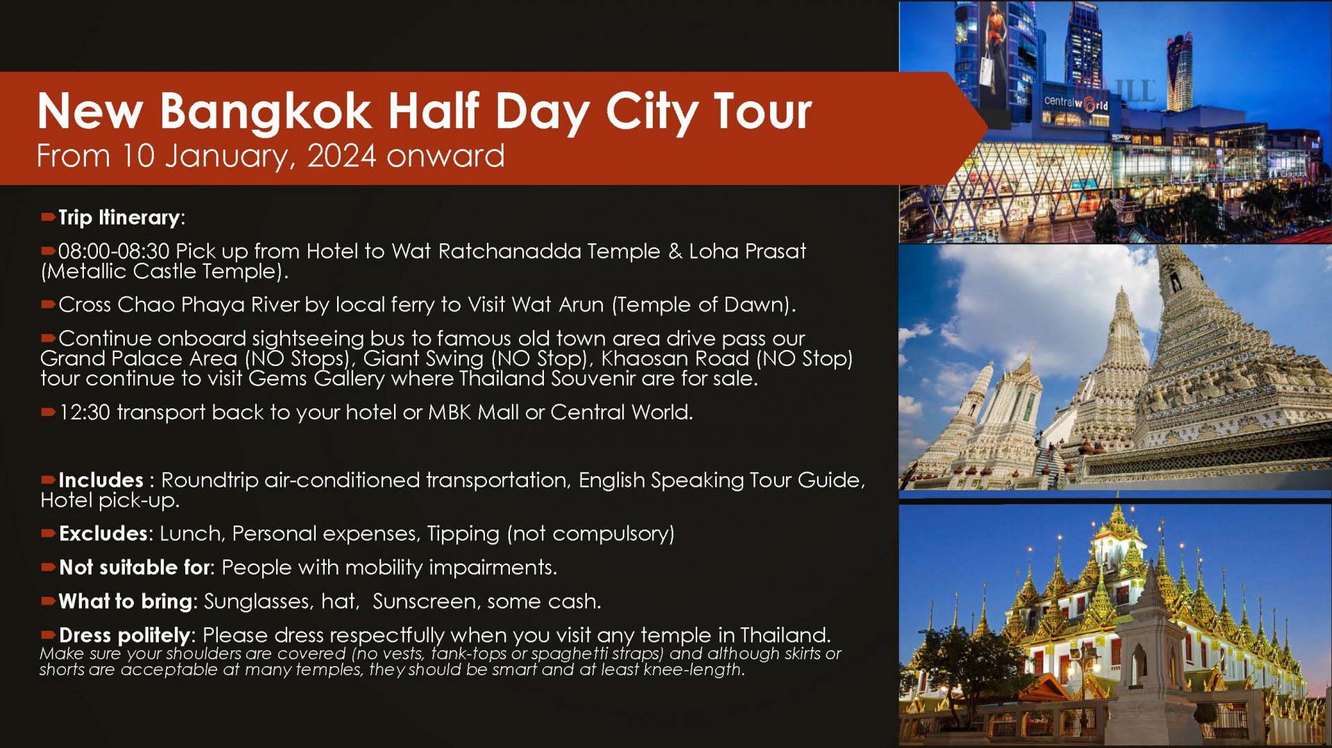 New Bangkok Half Day City Tour 