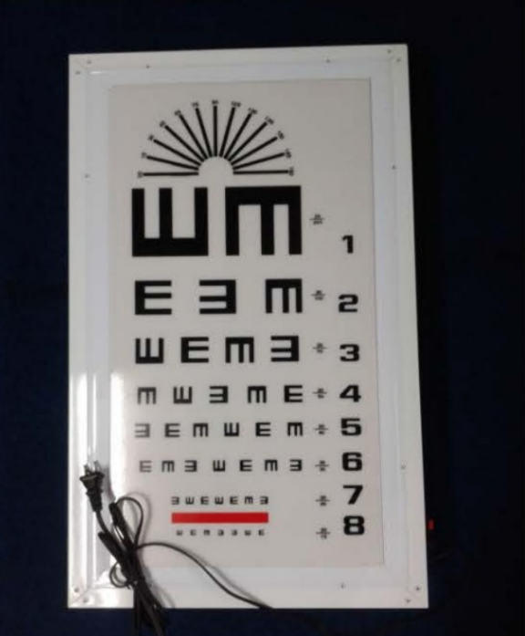 กล่องไฟตรวจสายตา ตัวอักษร E ระยะ 6 เมตร