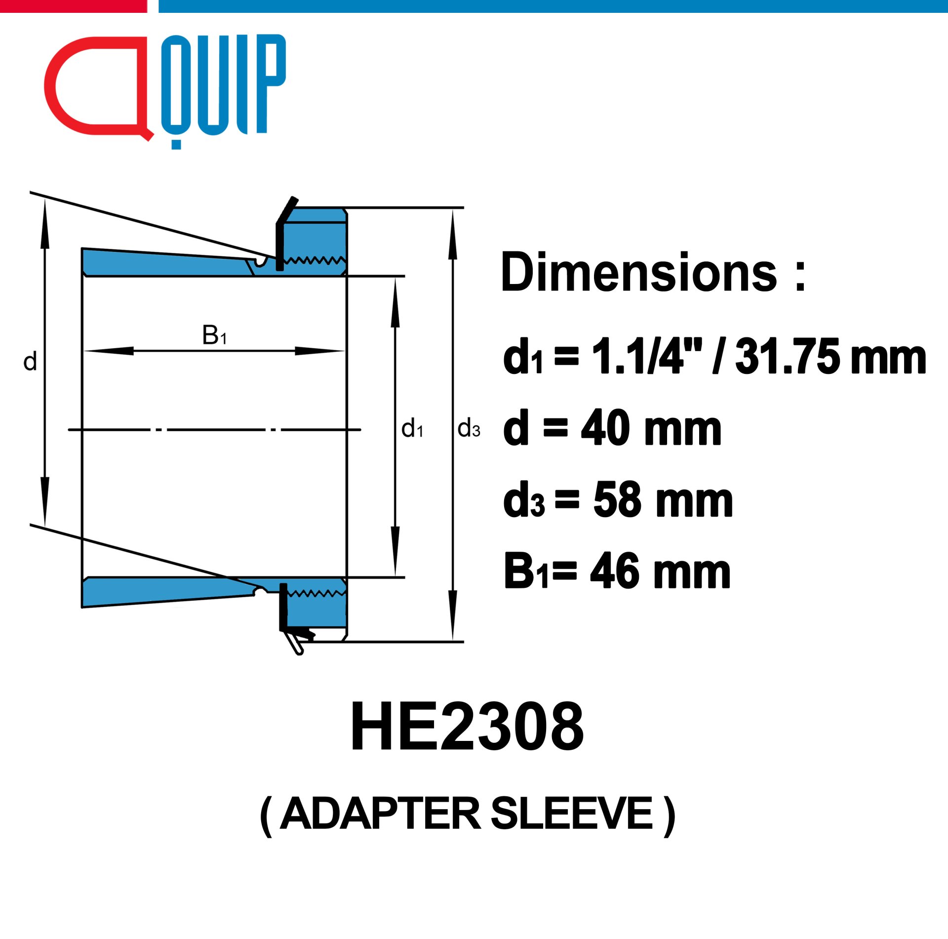 He2308 HE2308 ปลอกรัดเพลา ADAPTER SLEEVE ขนาด 1.1/4 นิ้ว หรือ 31.75 มม.