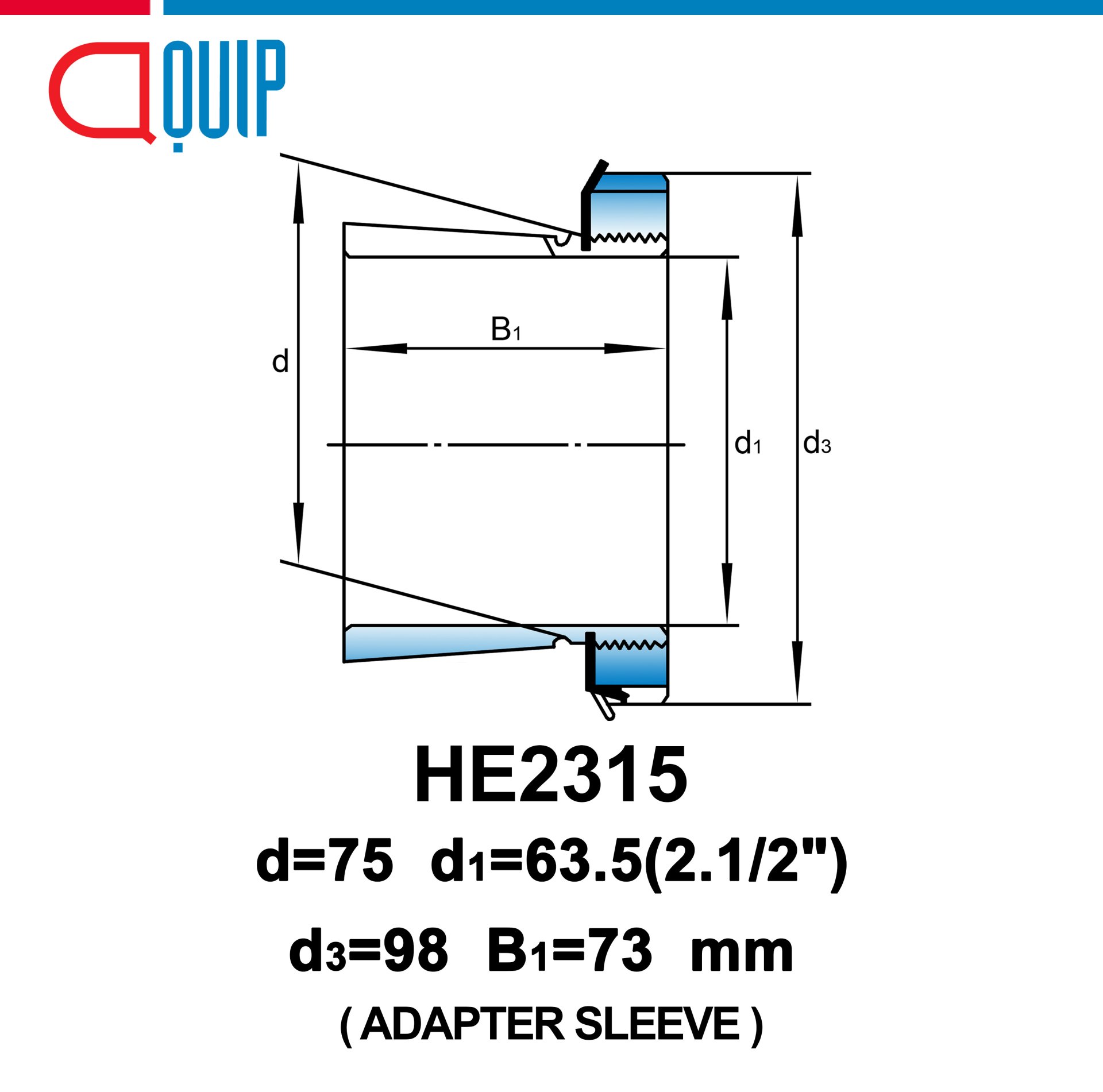He2308 HE2315 UBC ADAPTER SLEEVE ขนาด 2.1/2 นิ้ว
