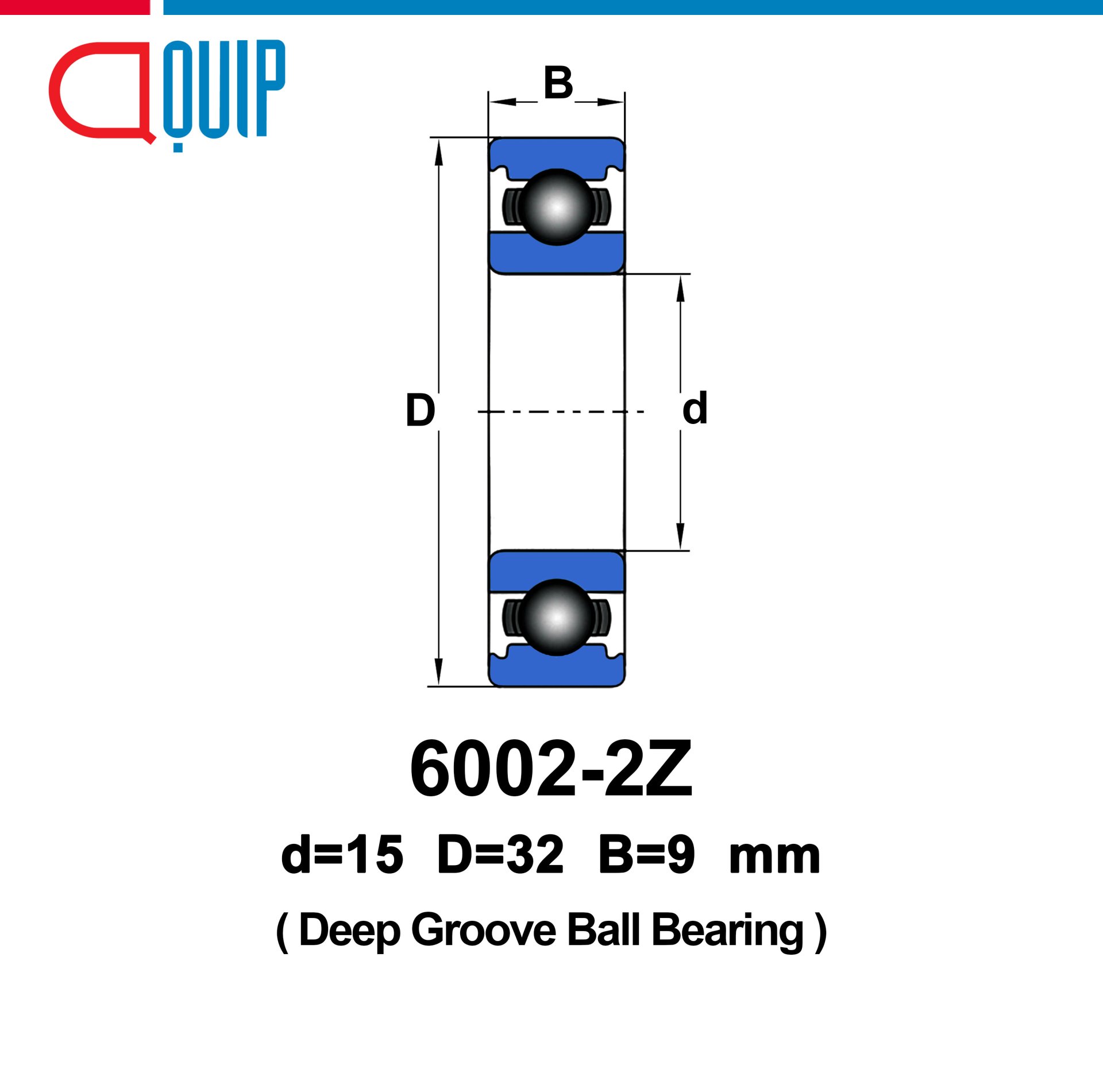 6002ZZ SKF Deep Groove Ball Bearings Shield Type ขนาด 15x32x9 mm.