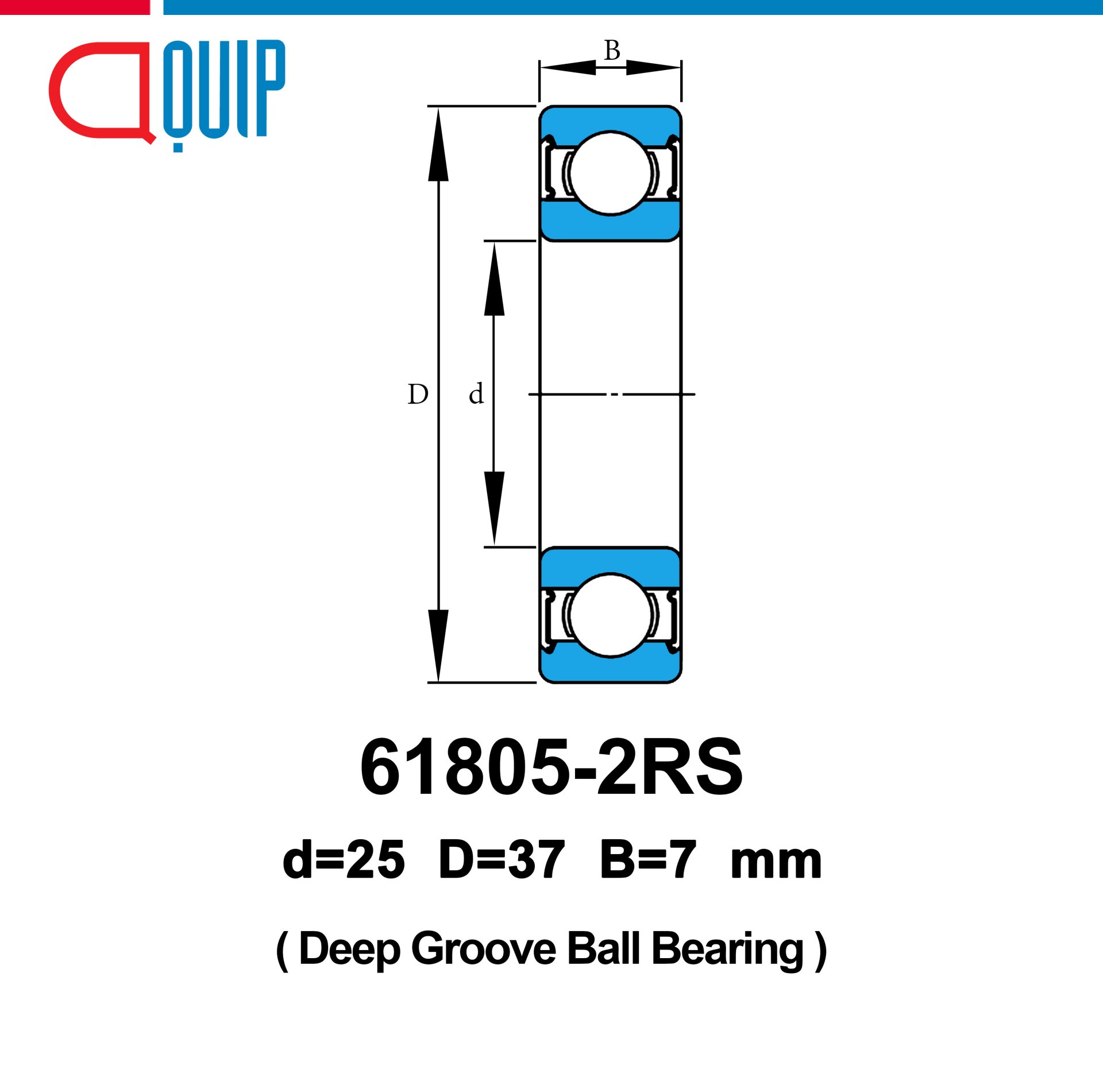 61805 61805-2RS UBC Deep Groove Ball Bearing Seal Type ขนาด 25x37x7 mm.