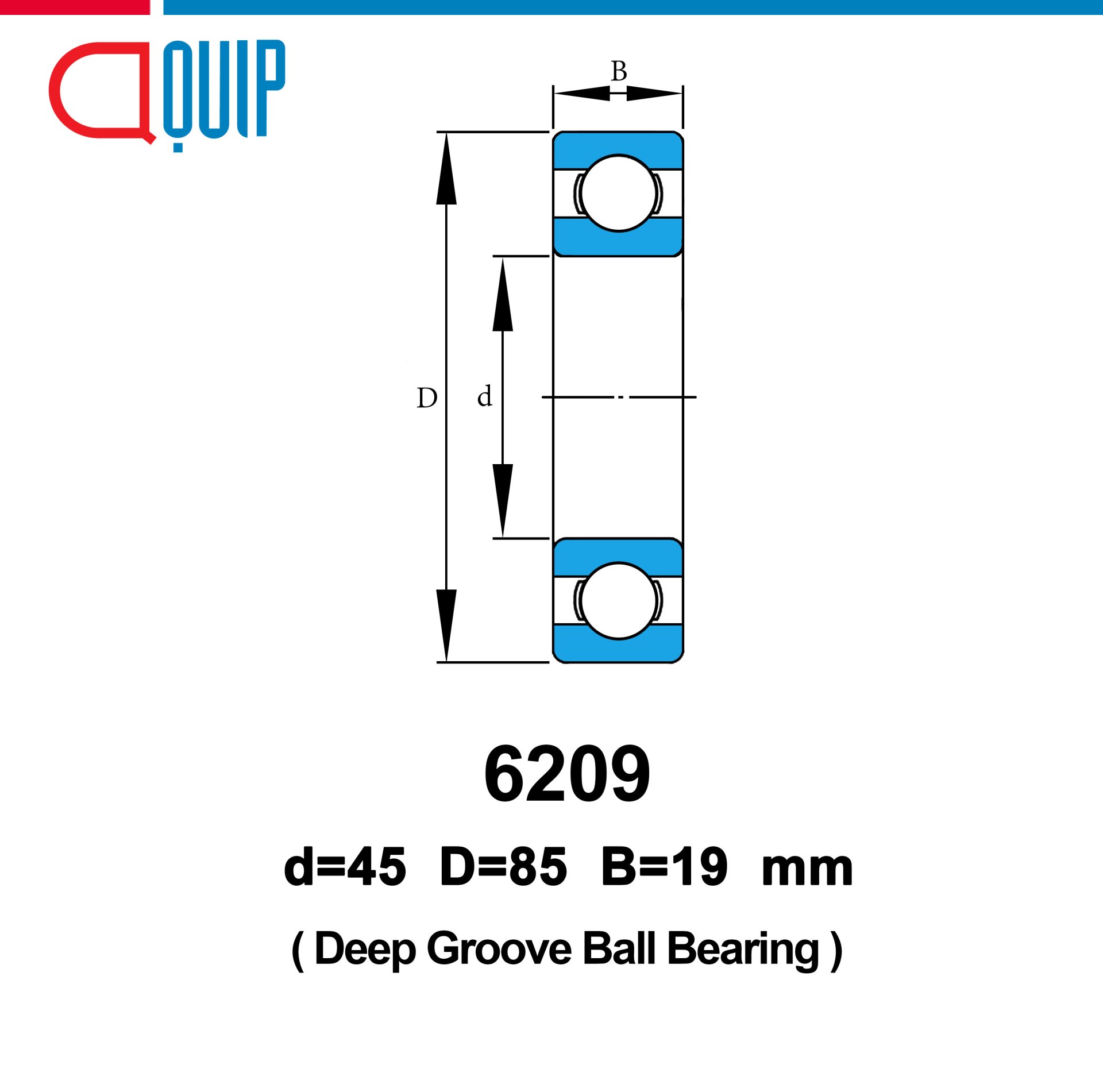 6209 Rago 6209 SBC Deep Groove Ball Bearing OPEN ขนาด 45x85x19 mm.