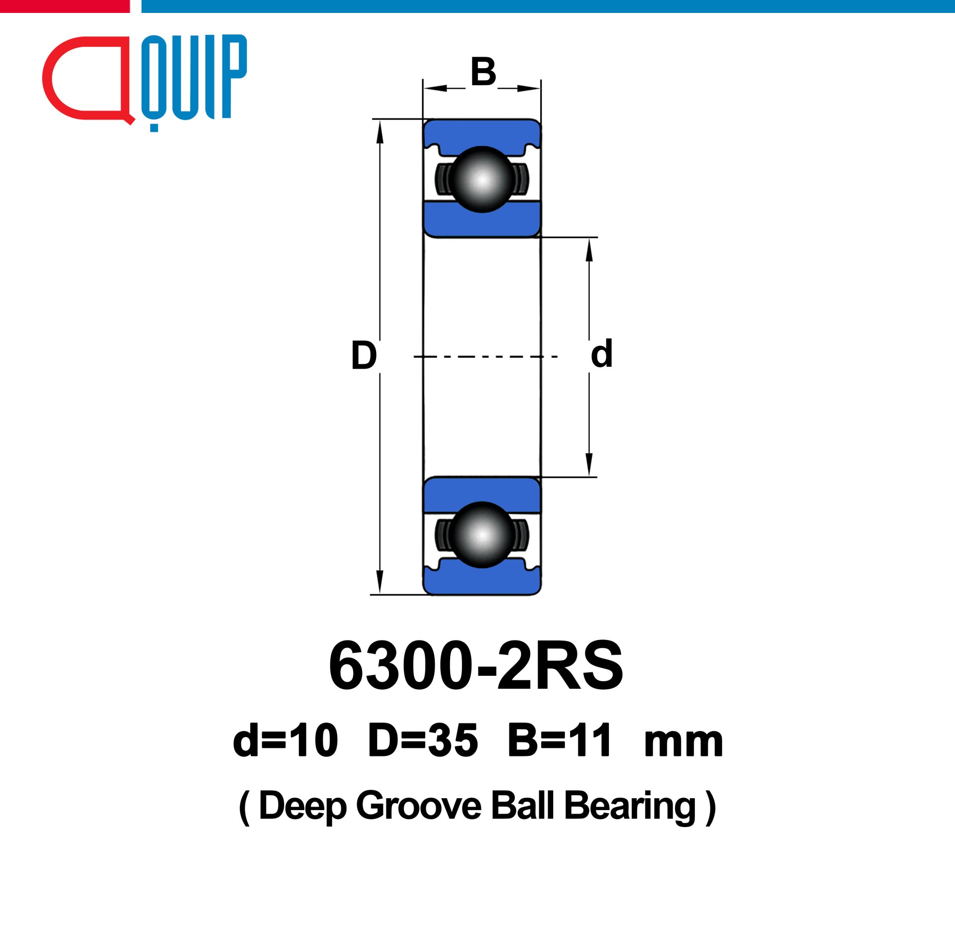 6300-2RS SKF Deep Groove Ball Bearings Seal Type ขนาด 10x35x11 mm.