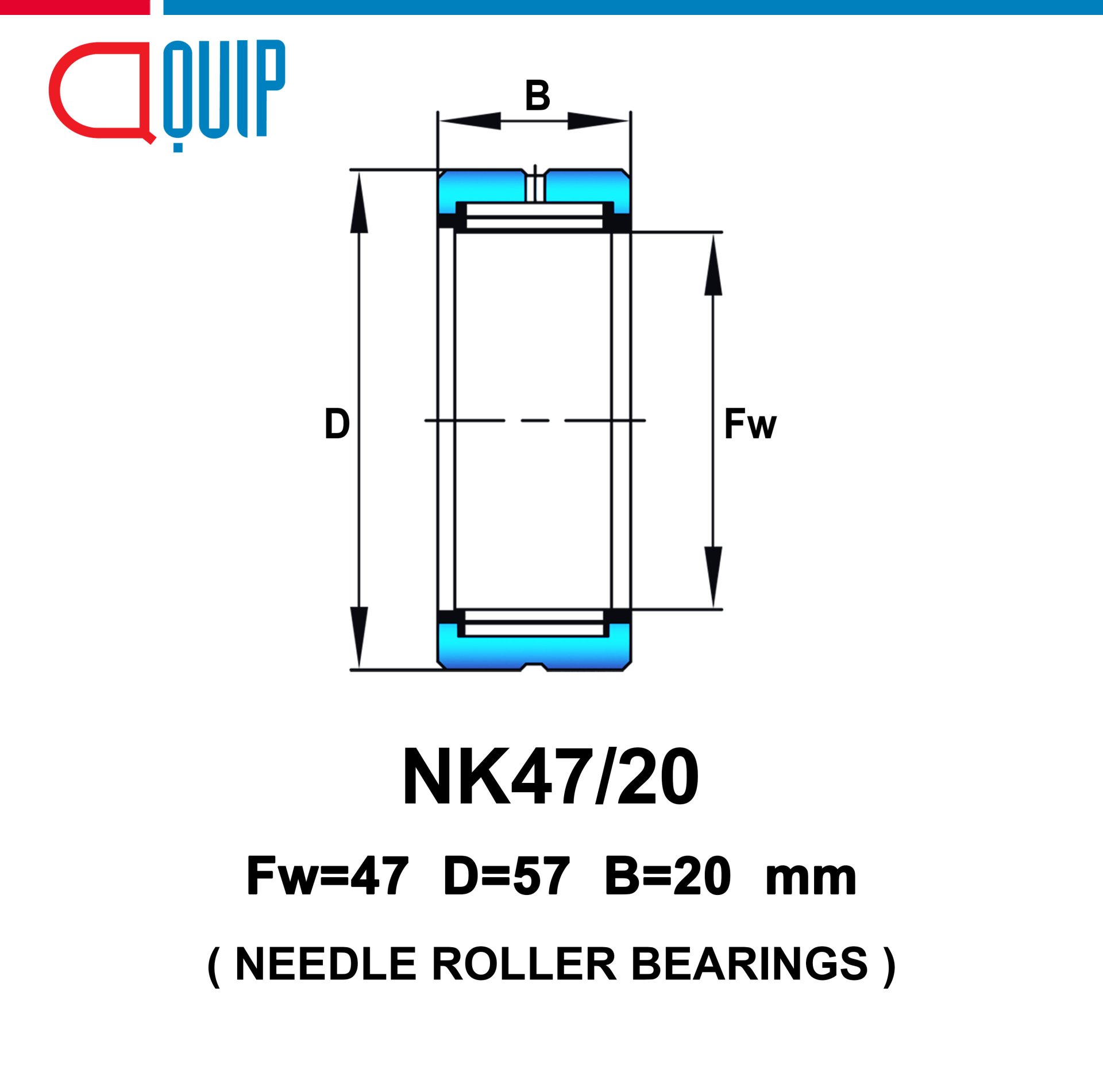 47 20 NK47/20 ตลับลูกปืนเม็ดเข็ม หมุนสองทาง NEEDLE ROLLER BEARINGS สำหรับเพลา ...