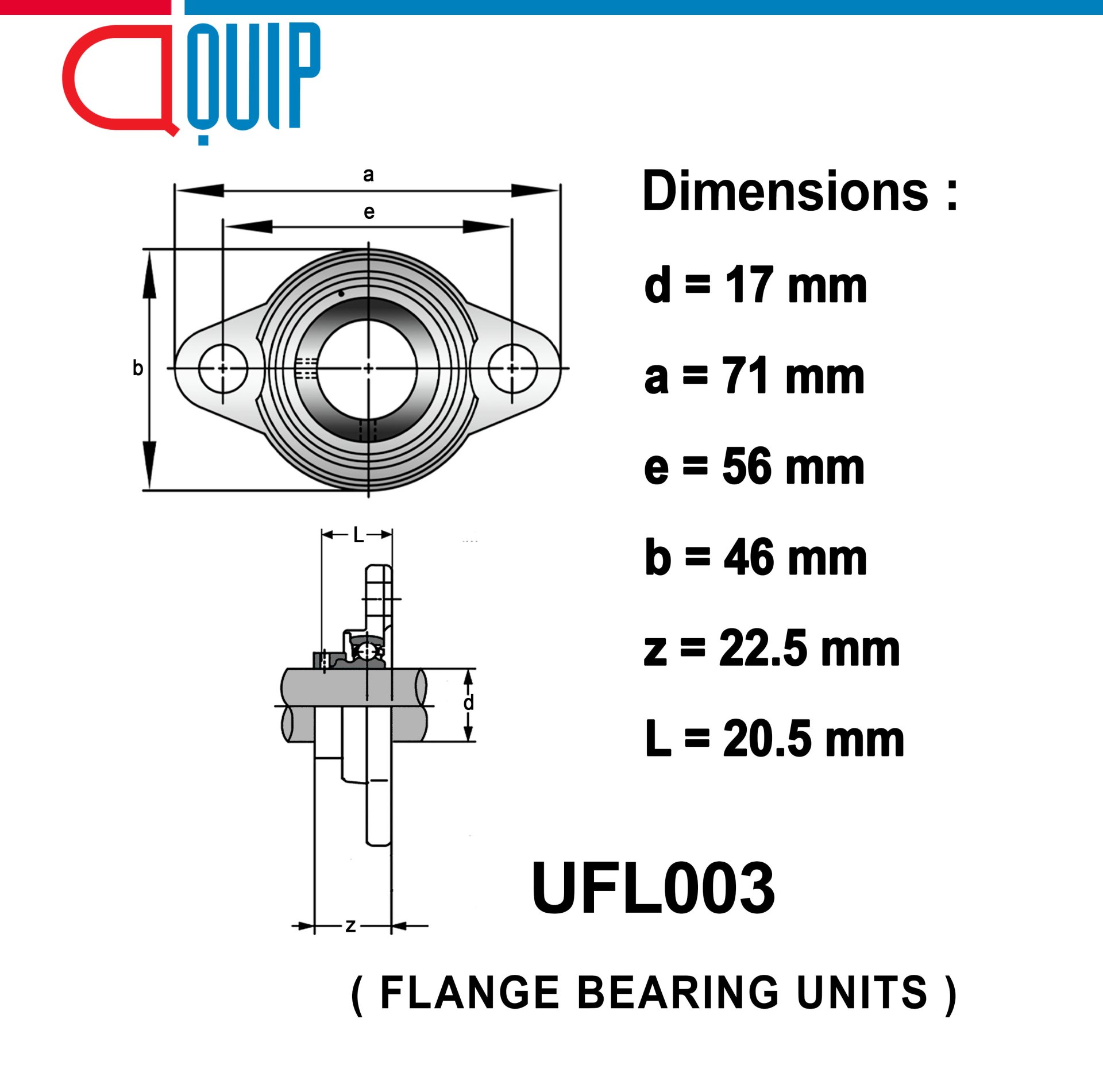 UFL003 ตลับลูกปืนตุ๊กตา ขนาดเล็ก ( BEARING UNITS ) สำหรับเพลา 17 มม.