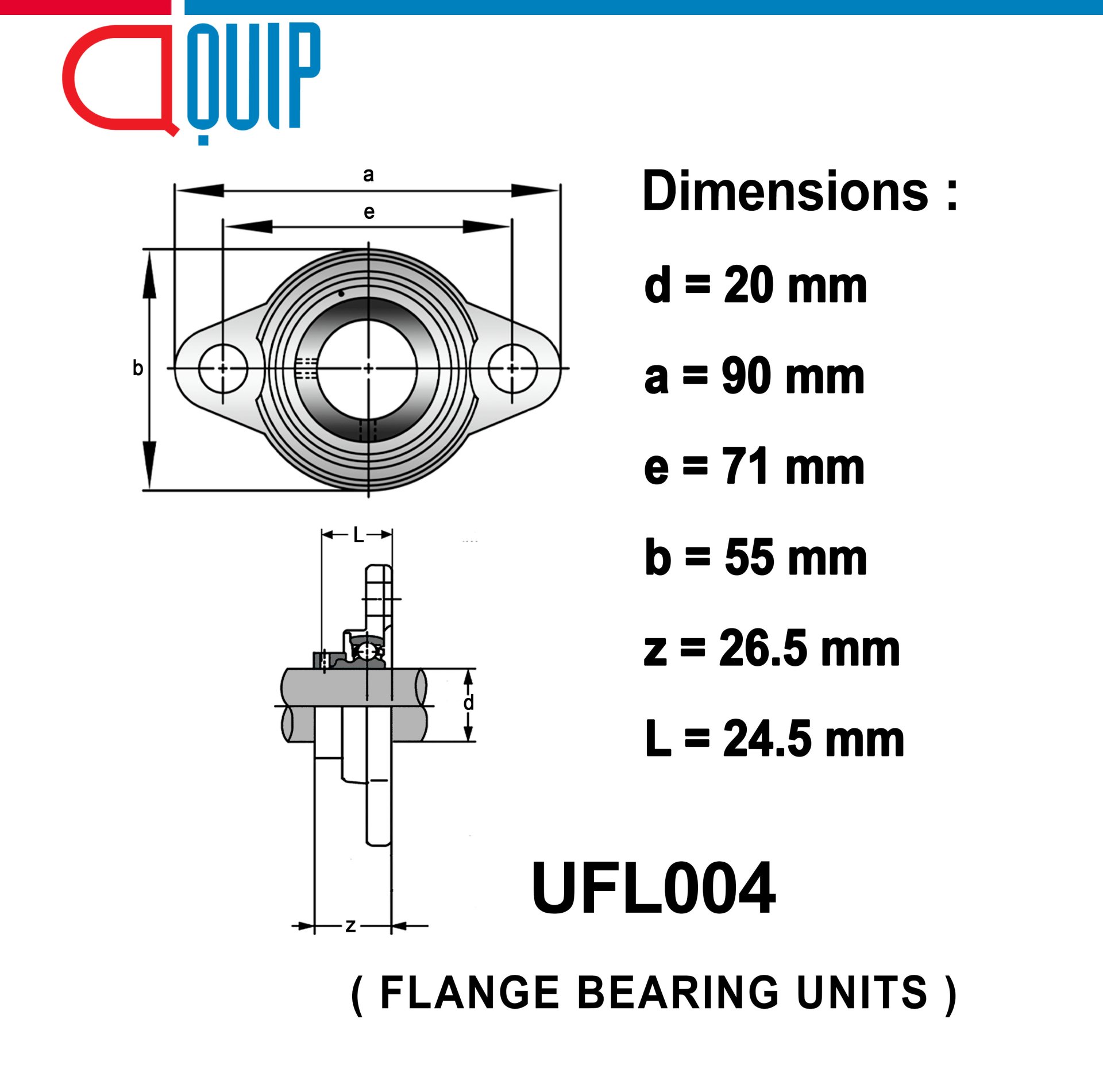 UFL004 ตลับลูกปืนตุ๊กตา ขนาดเล็ก ( BEARING UNITS ) สำหรับเพลา 20 มม.