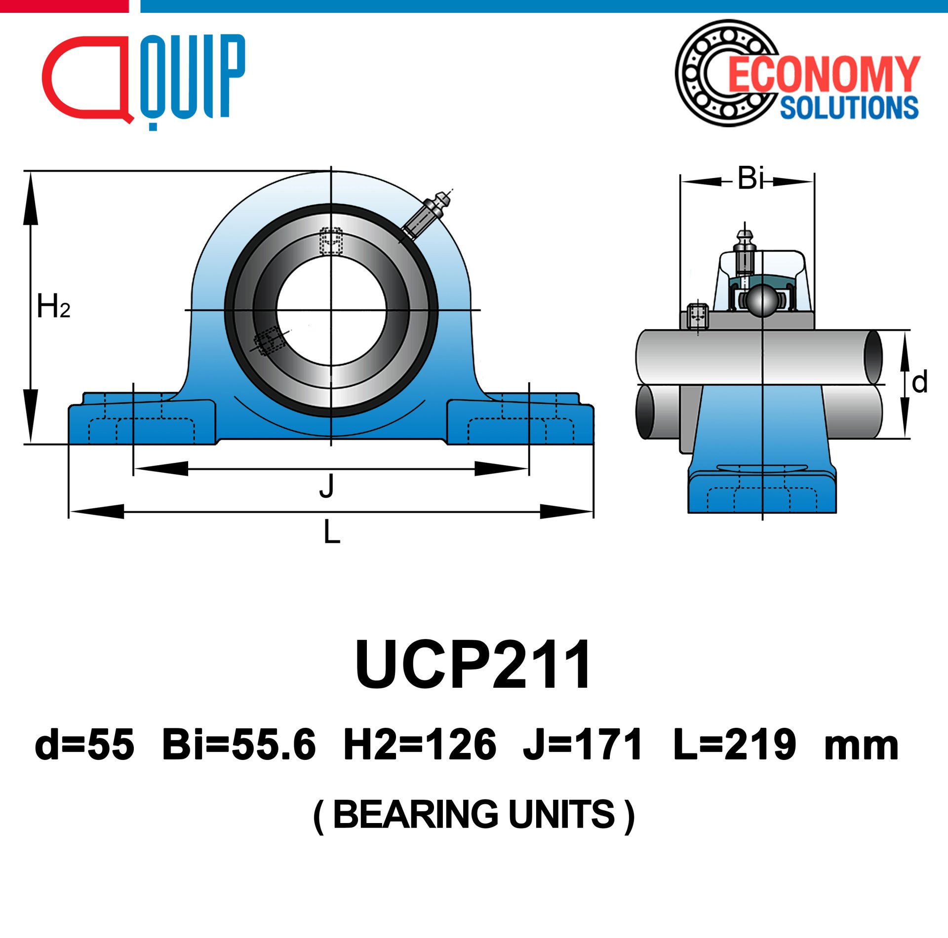 Uc211 UCP211 ตลับลูกปืนตุ๊กตา สำหรับเพลา 55 mm. BEARING UNITS UC211 + P211 ...