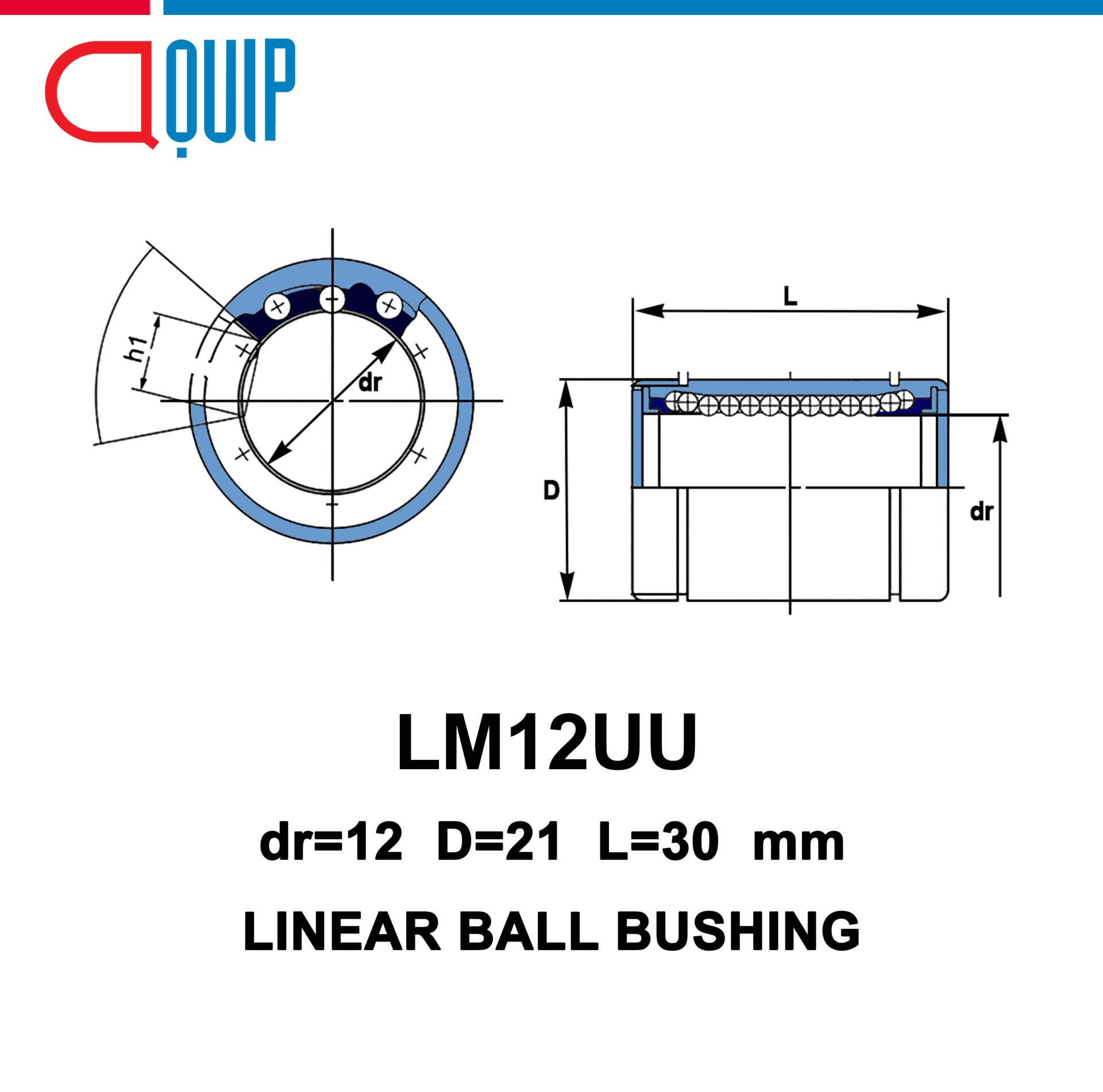 Set Of 10 LM12UU 12mm Linear Motion Ball Bearings Togo