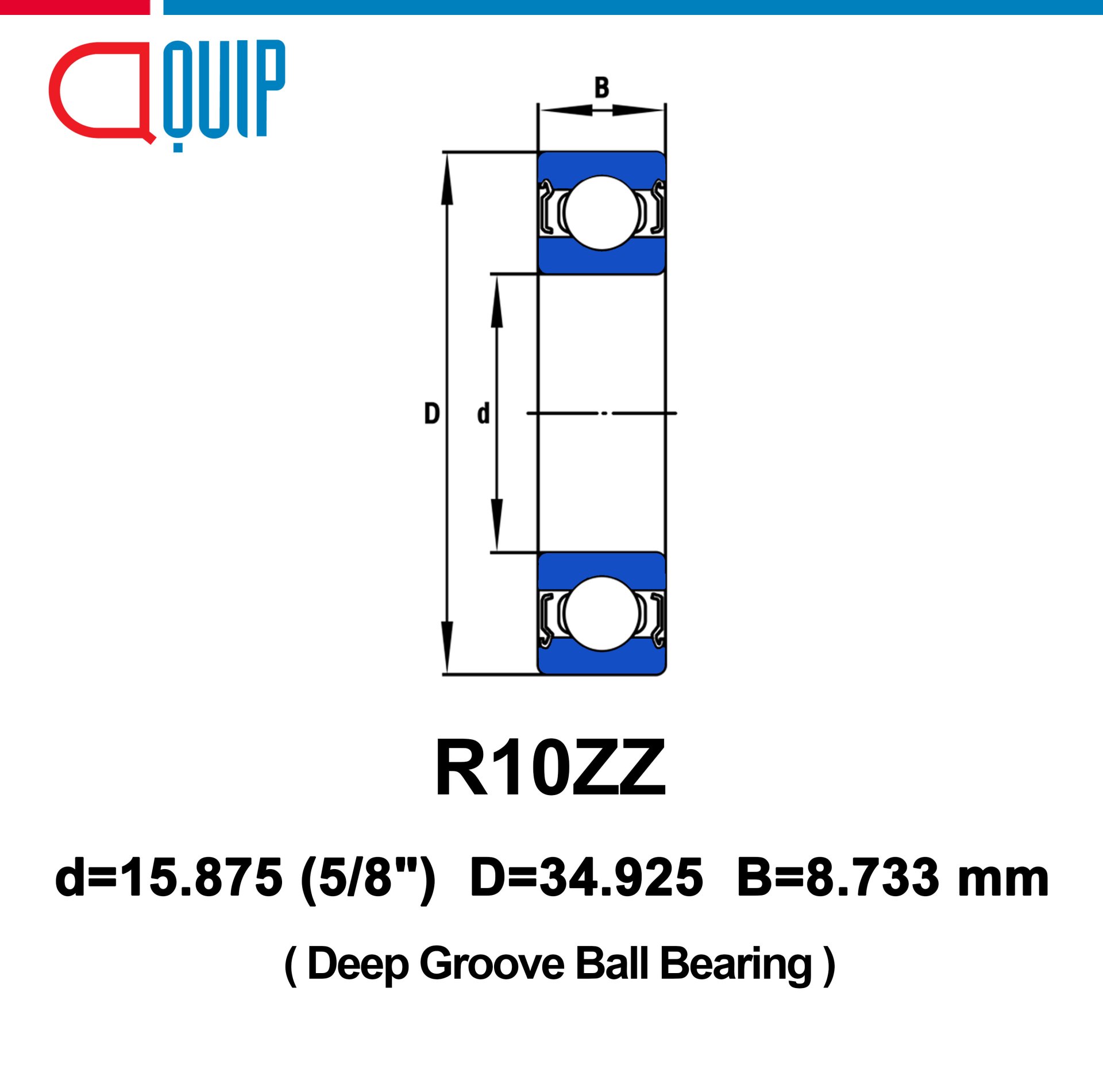 Rodillo R10z R10ZZ Deep Groove Ball Bearing Shield Type