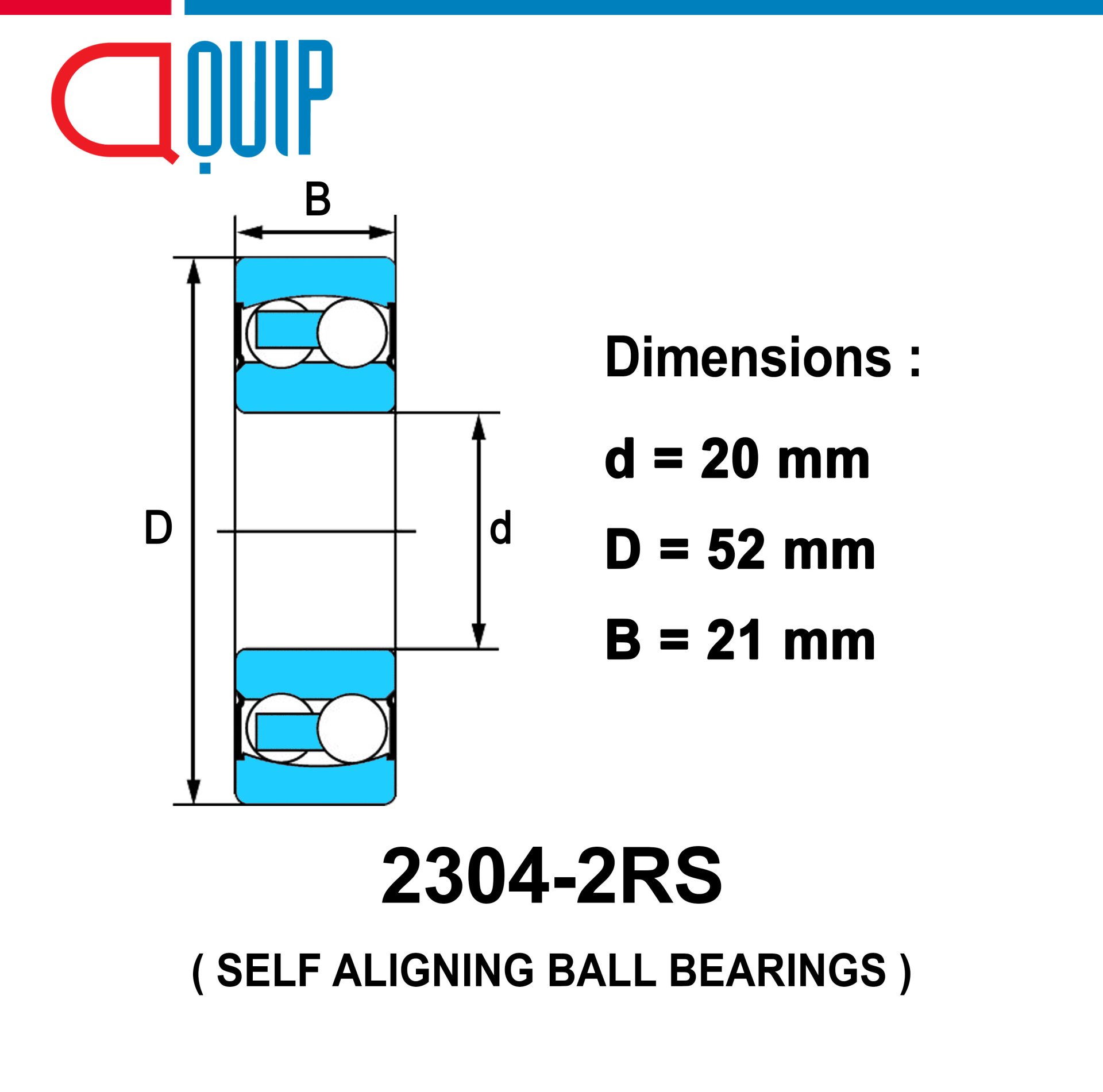 2304-2RS SELF-ALIGNING BALL BEARINGS ตลับลูกปืนเม็ดกลม ปรับแนวได้เอง