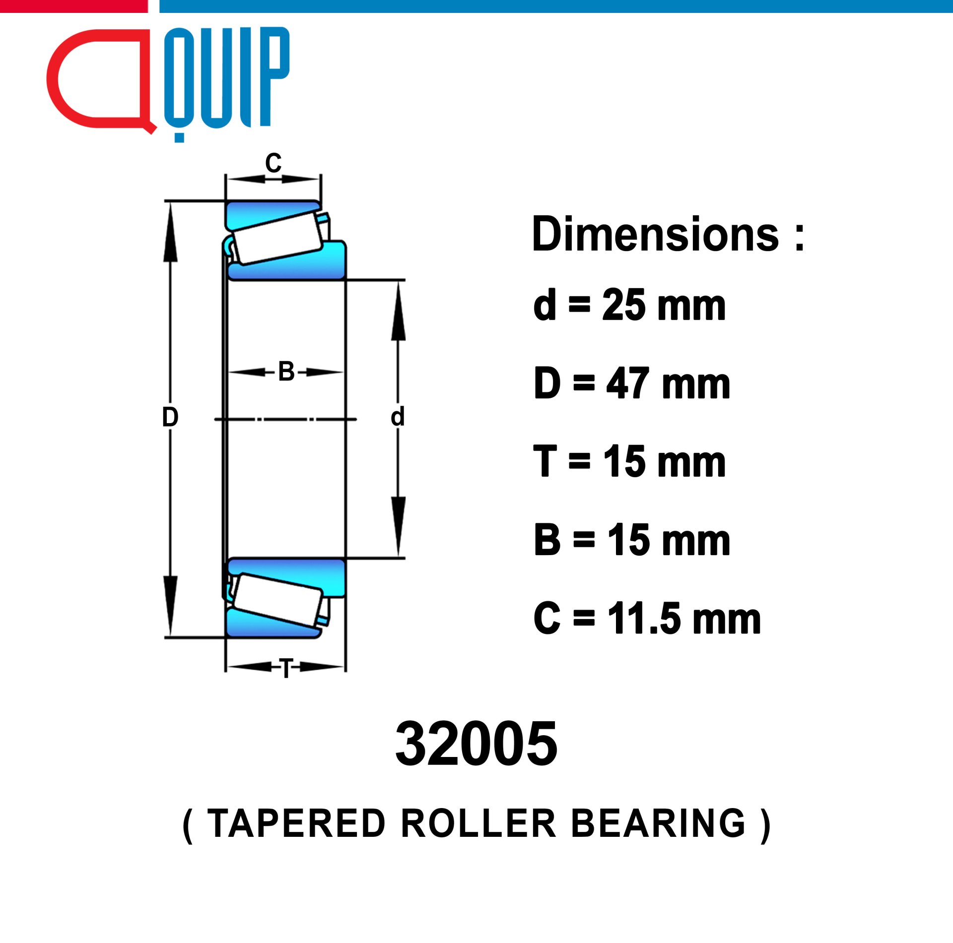 32005 ตลับลูกปืนเม็ดเรียว TAPERED ROLLER BEARING