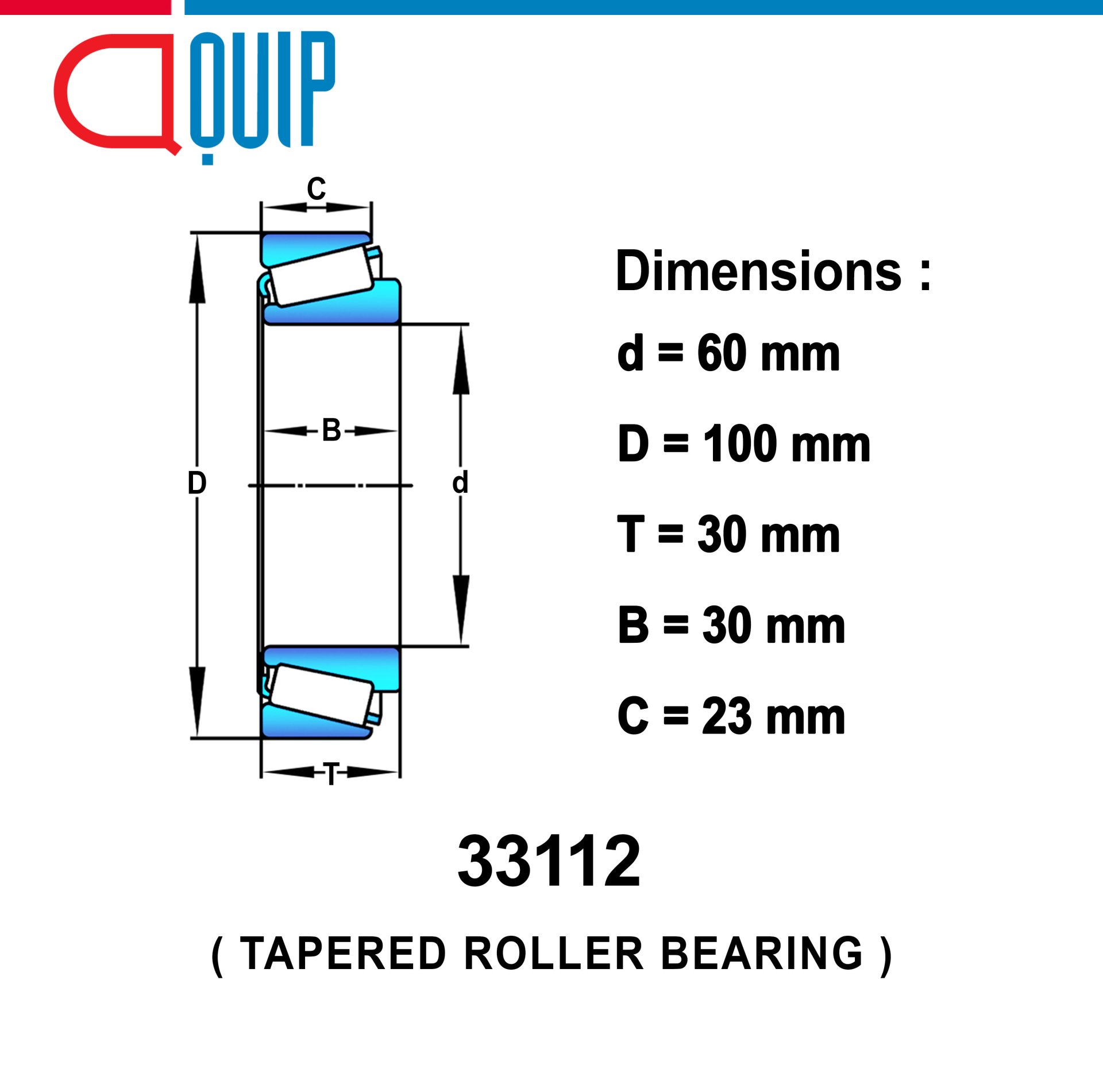 33112 ตลับลูกปืนเม็ดเรียว TAPERED ROLLER BEARING
