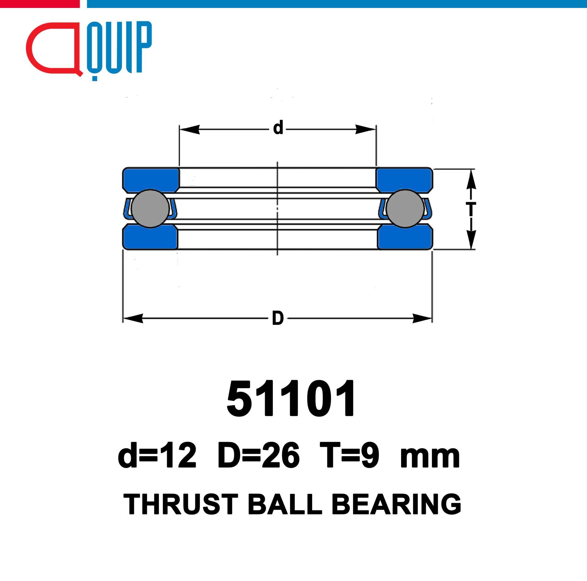 51101 UBC THRUST BALL BEARINGS ตลับลูกปืนกันรุน - aquipthai
