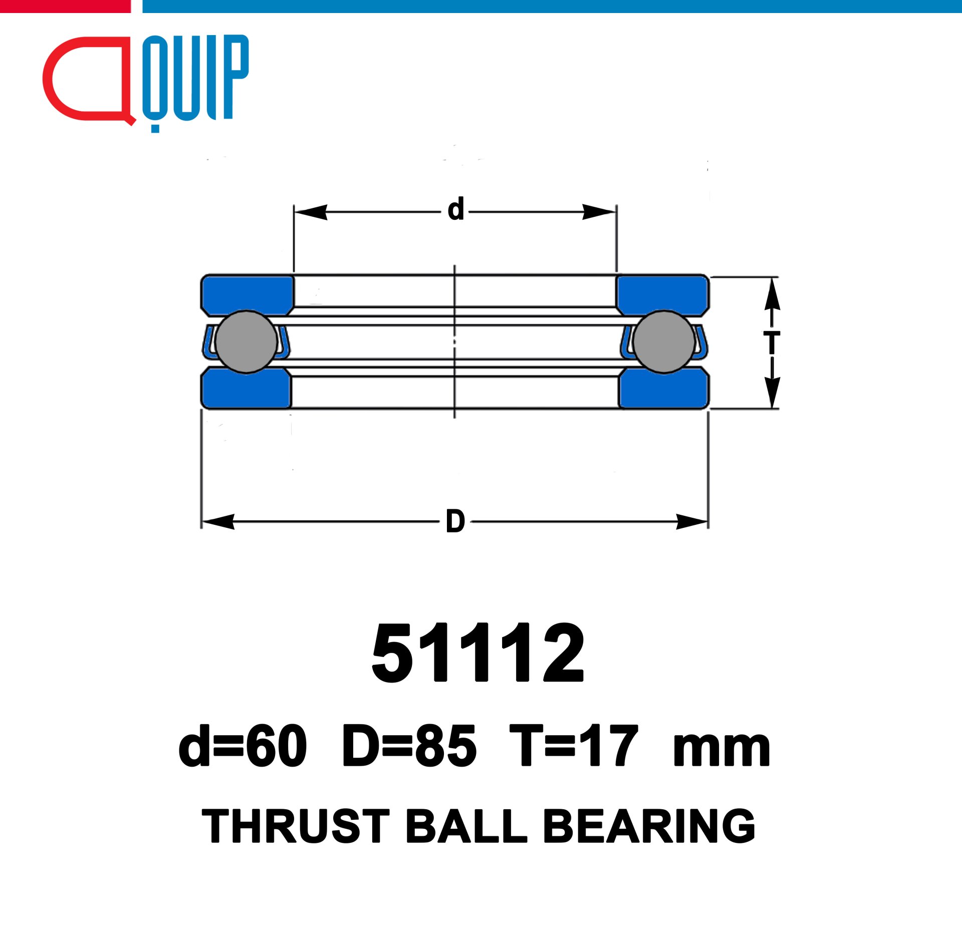 51112 UBC THRUST BALL BEARINGS ตลับลูกปืนกันรุน - aquipthai