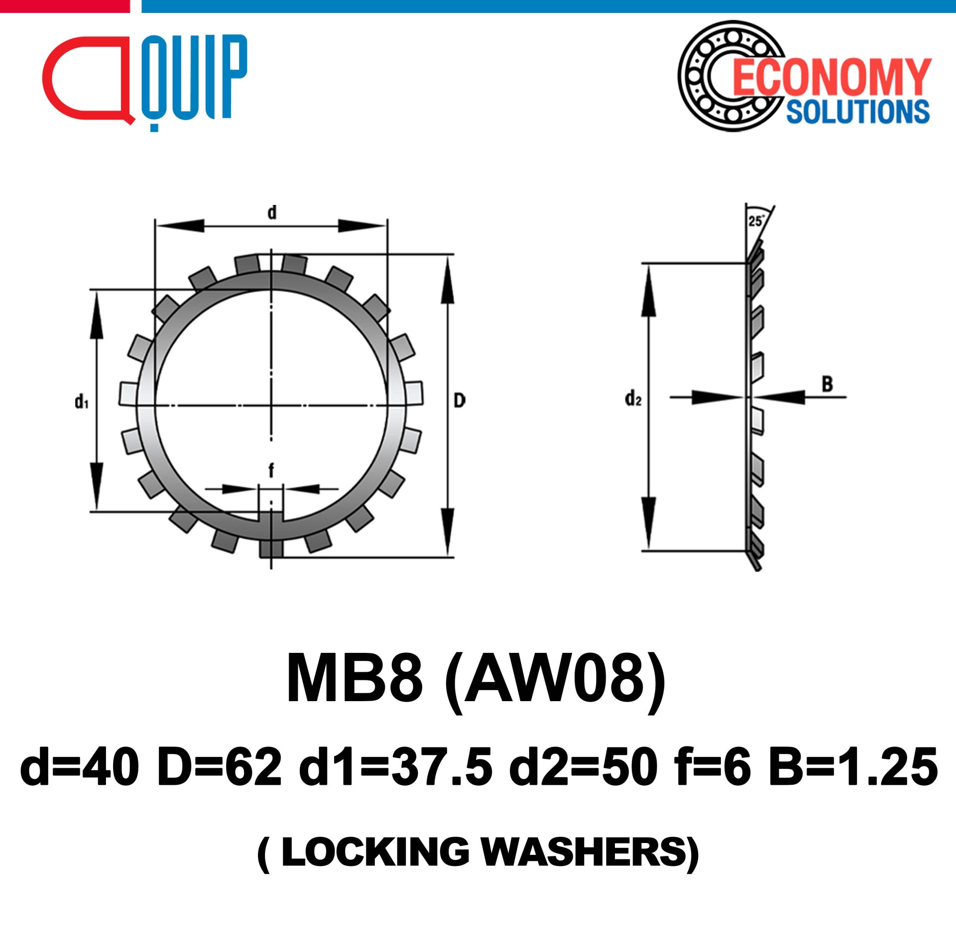 Mb8 แหวนจักรพับล็อค MB8 แหวนล็อคเพลา (LOCKING WASHERS) แหวนจักร ใช้กับน็อต ...