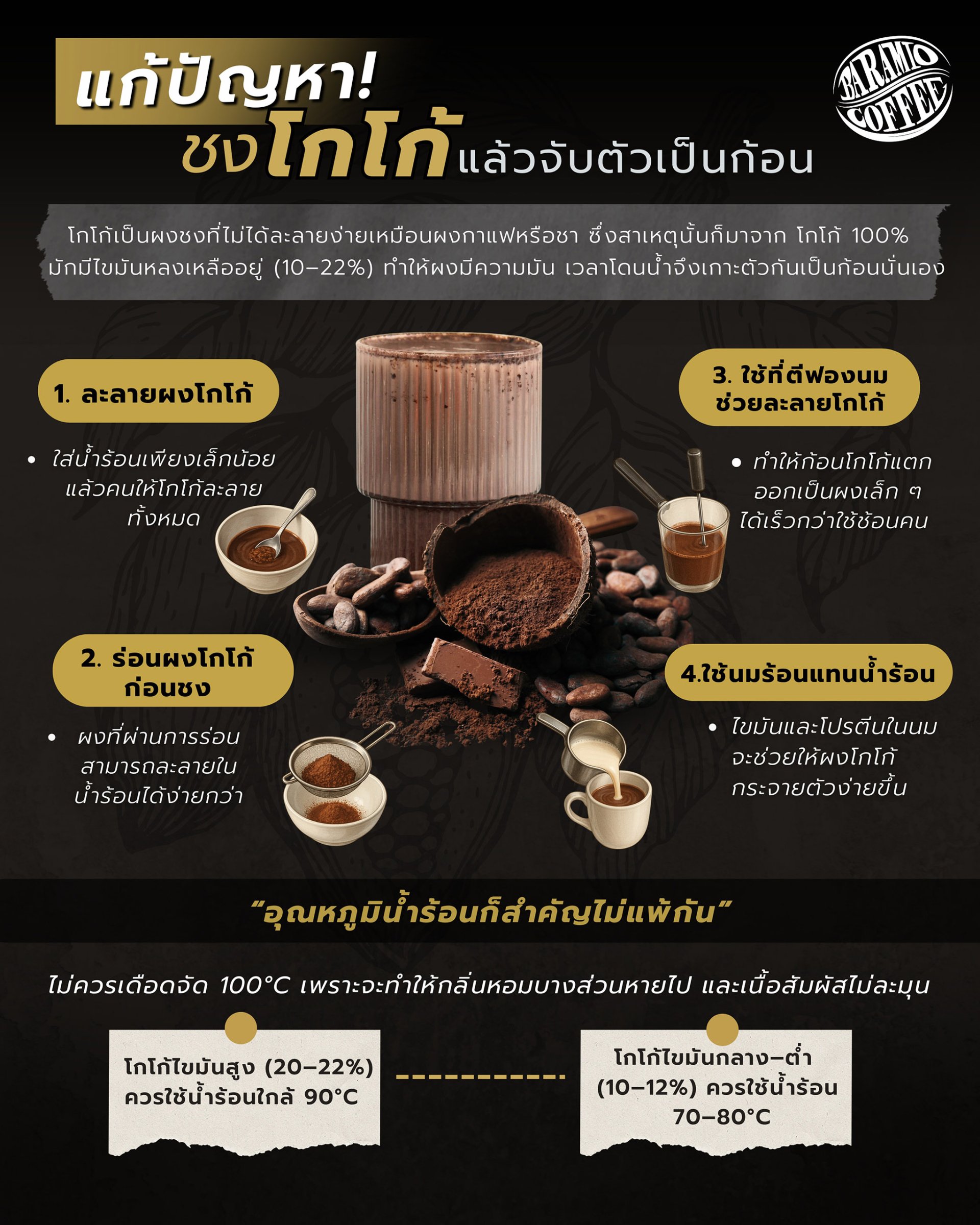 แก้ปัญหา! ชงโกโก้แล้วจับตัวเป็นก้อน ละลายยาก 