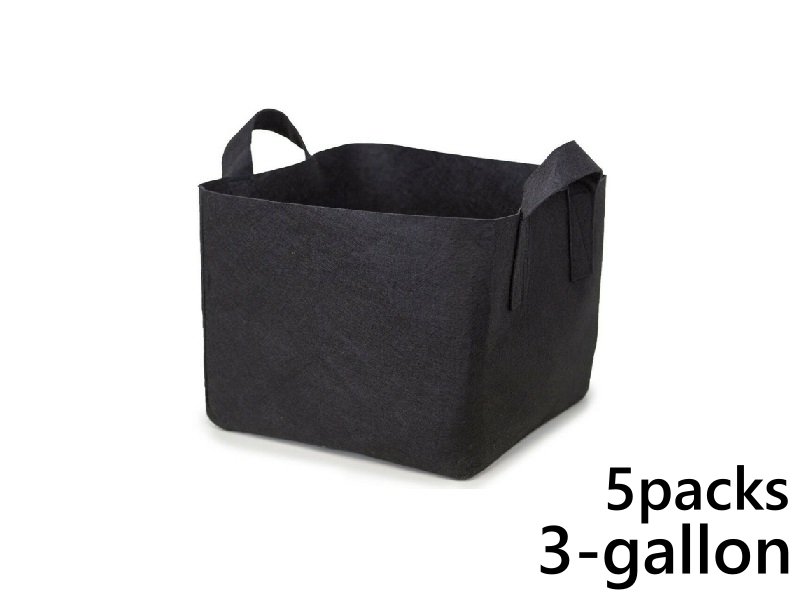 แพ็ค 5! ถุงปลูกต้นไม้แบบผ้า ขนาด 3แกลลอน ทรงสี่เหลี่ยม สูง 20ซม Smart Grow Bag 3-Gallon - Fabric Pot Square Shaped 
