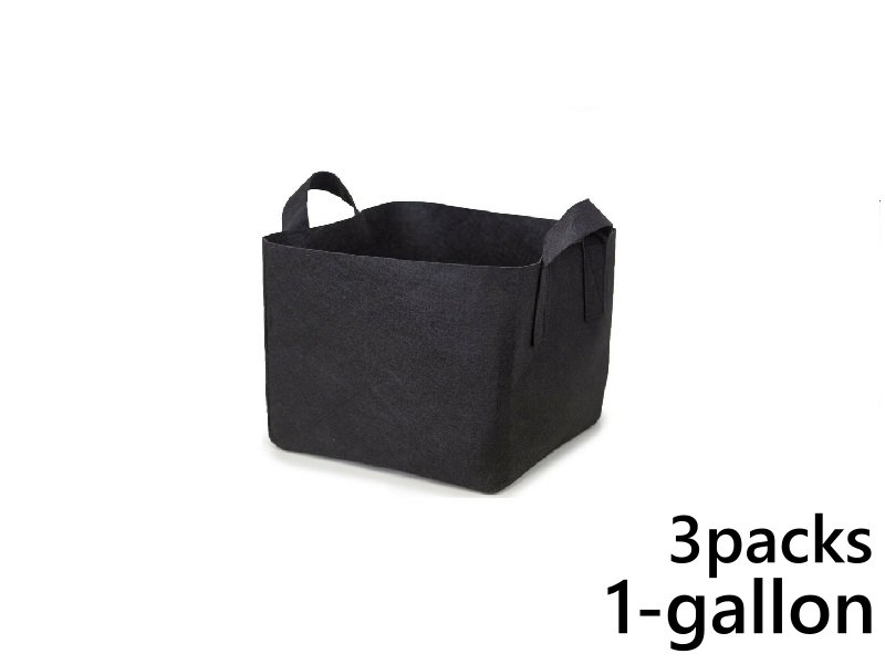 แพ็ค 3! ถุงปลูกต้นไม้แบบผ้า ขนาด 1แกลลอน ทรงสี่เหลี่ยม สูง 15ซม Smart Grow Bag 1-Gallon - Fabric Pot Square Shaped 