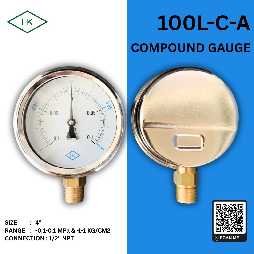 "IK" Compound Gauge  -0.1-0.1 MPA & -1-1 KG/CM2