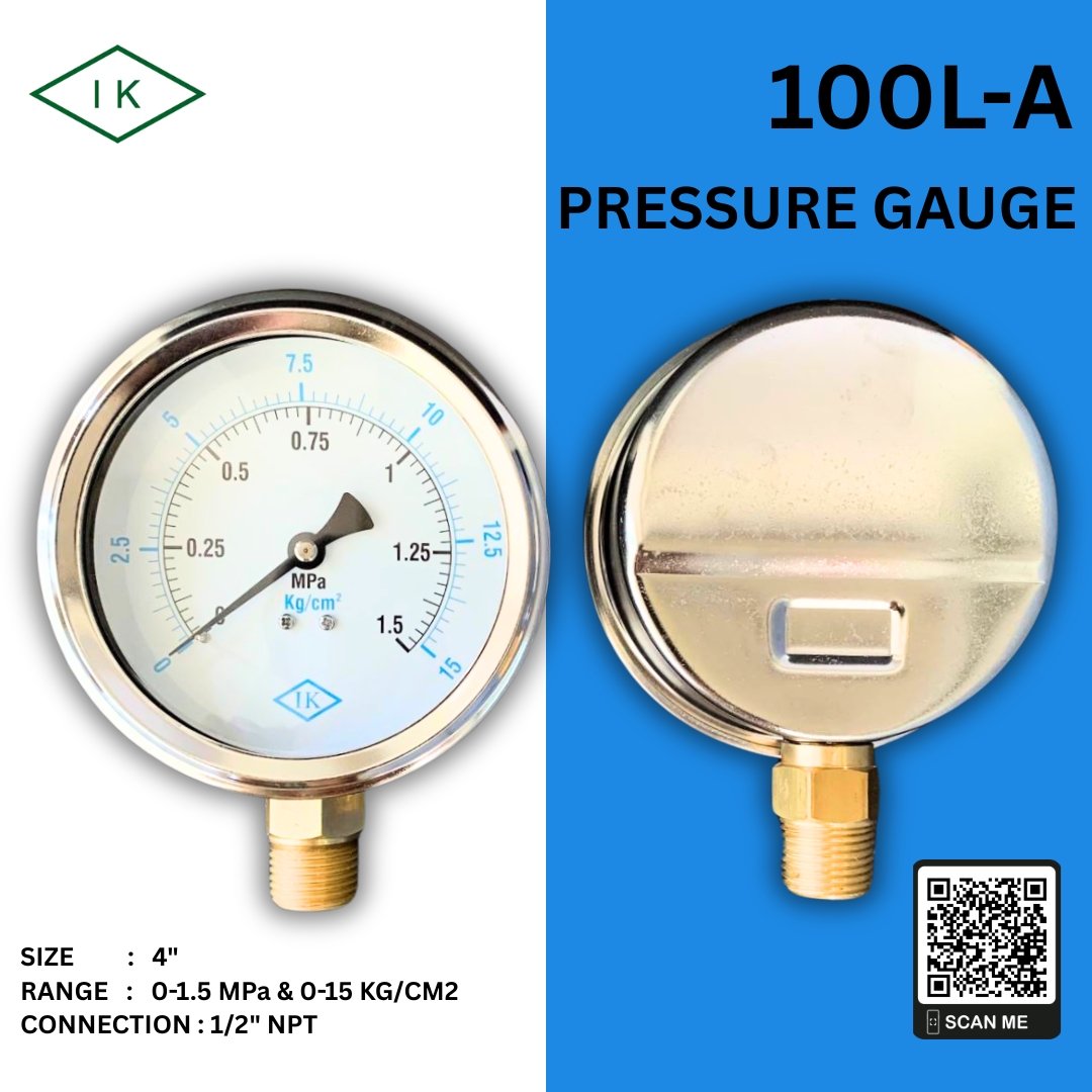''IK" Pressure Gauge 0-1.5 MPA & 0-15 KG/CM2
