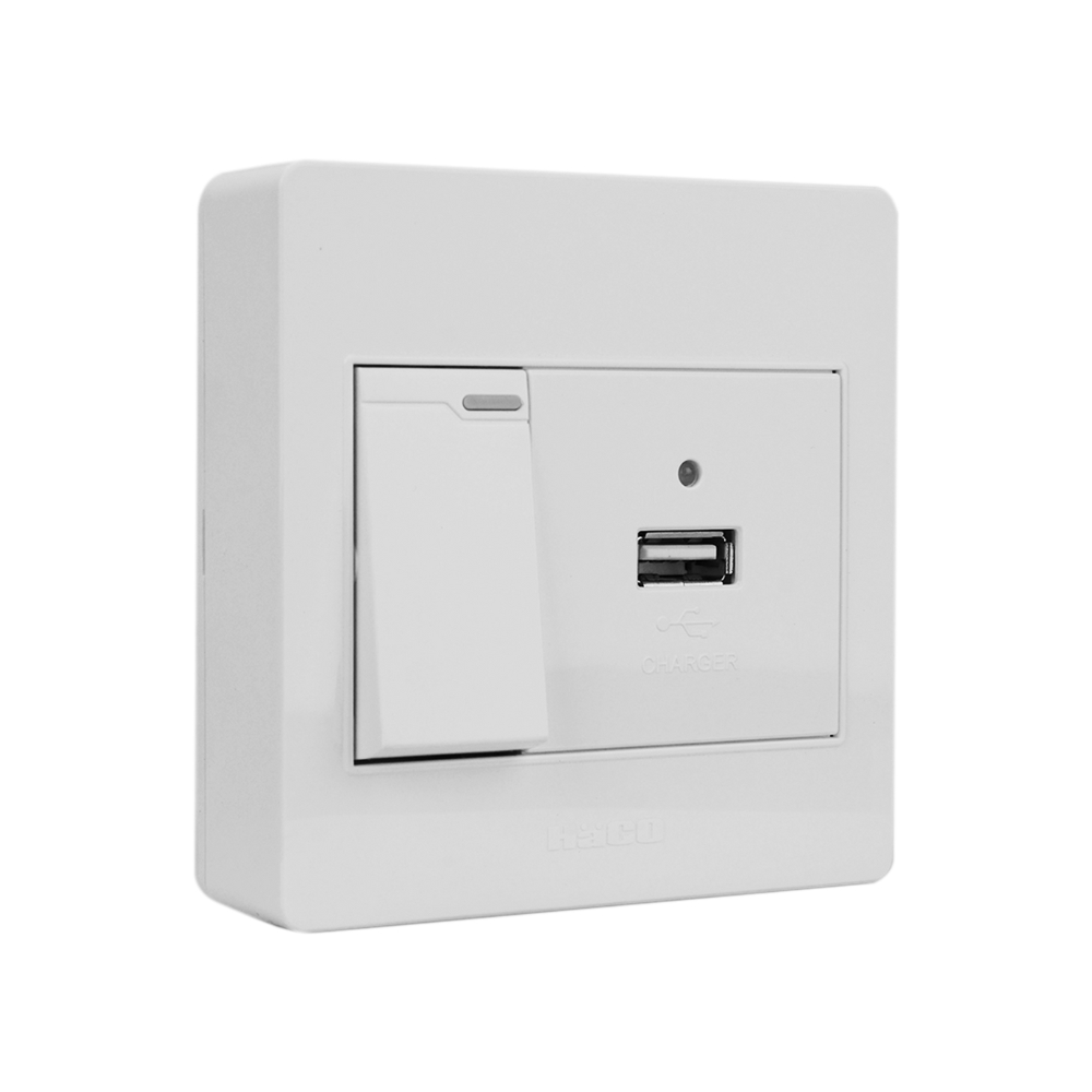 Single Module Usb Socket USB Socket Module 2.1 A + 1 Gang 1 Way Switch Set
