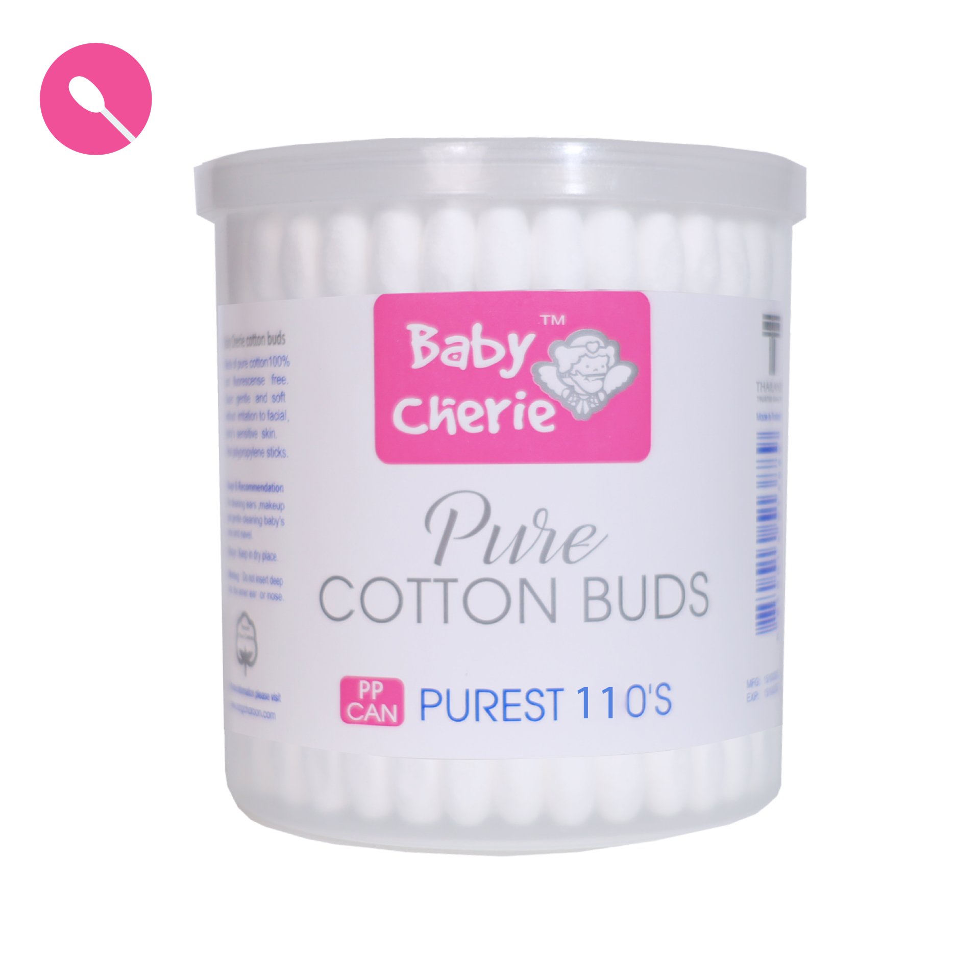Cotton Bud 110 pcs (Shower Tip) / PP Round Can
