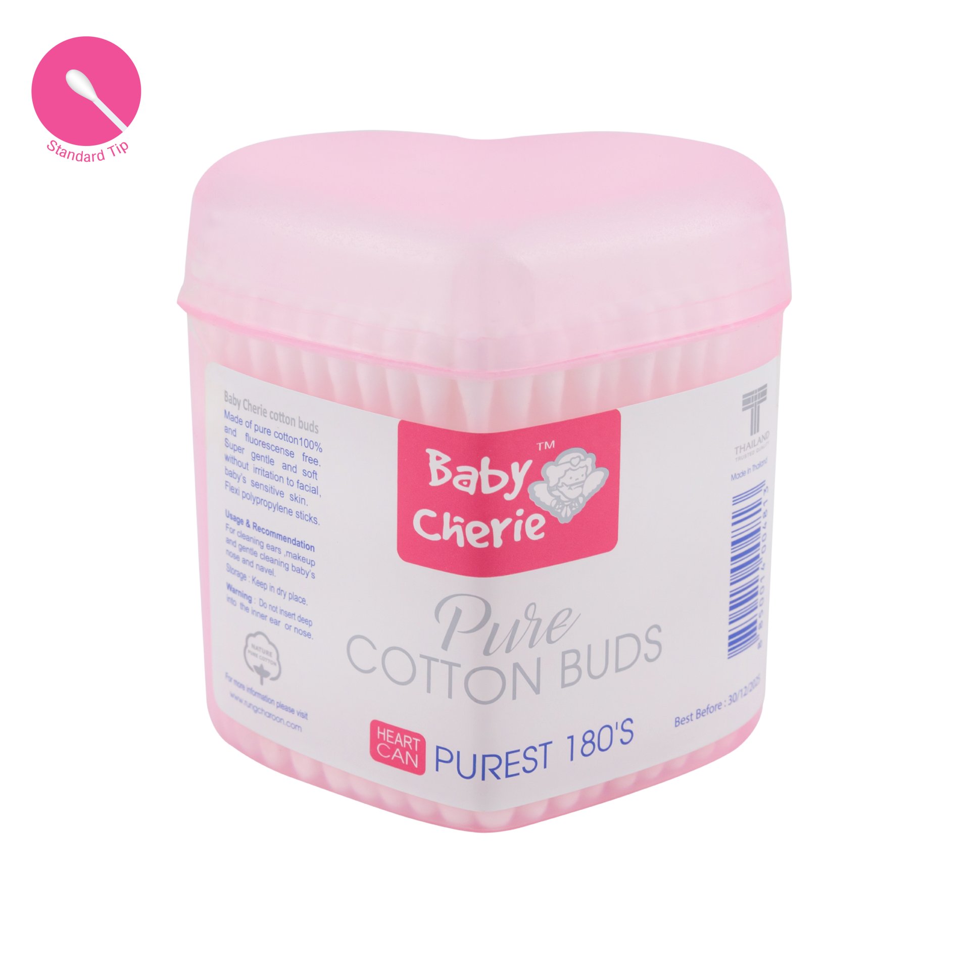 Baby Cherie - Cotton Bud 180 pcs / PP Heart Can