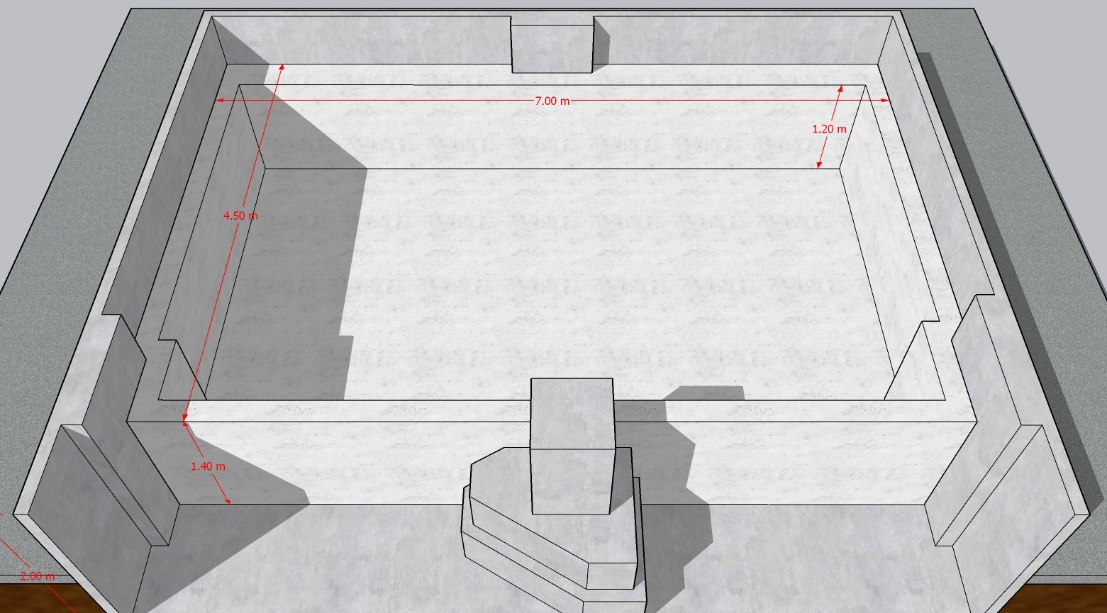 งานออกแบบบ่อเก็บน้ำคอนกรีตเสริมเหล็ก 3D